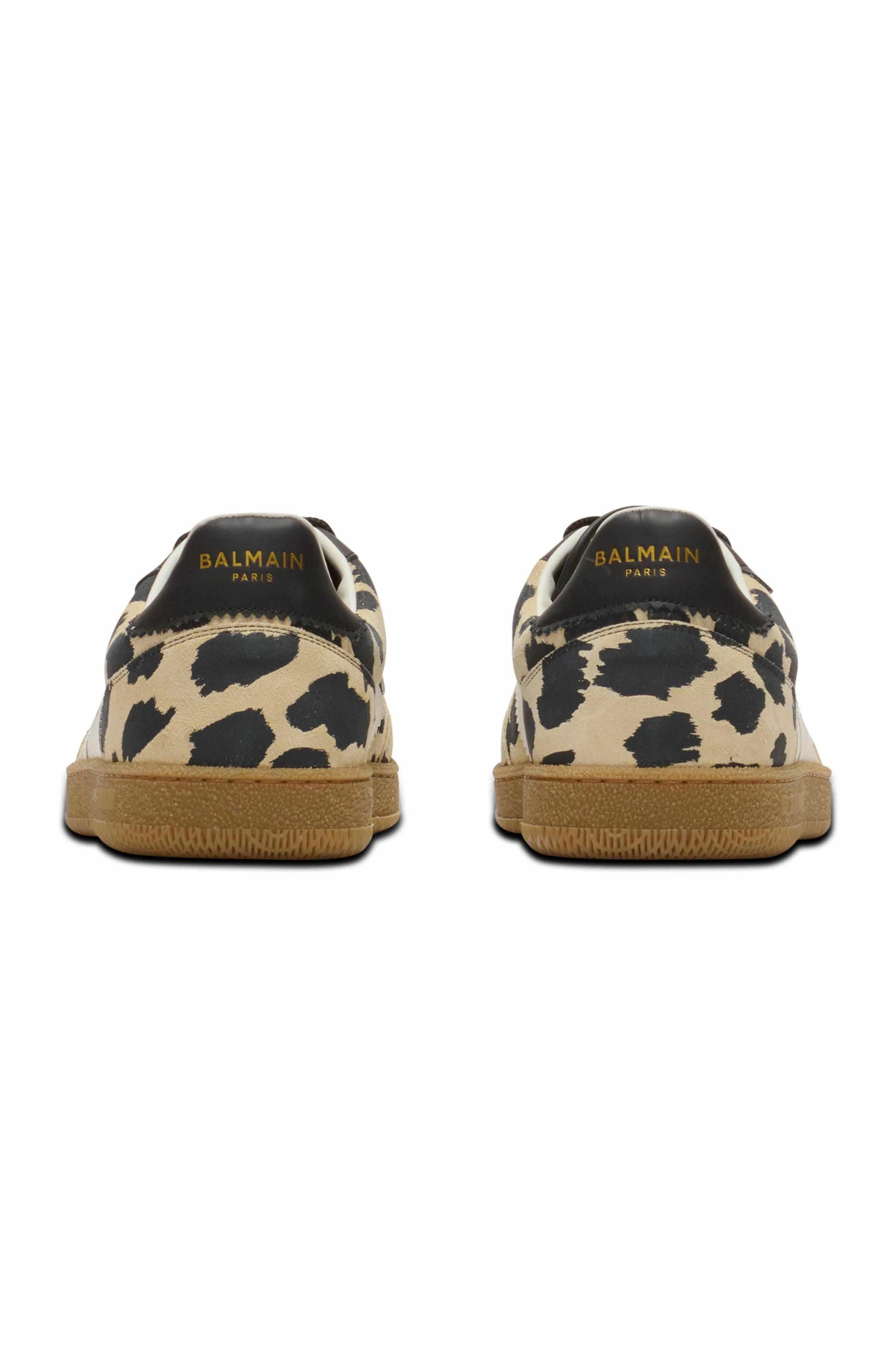 Balmain Swan Leopard Print Suede Leather Trainers in Brown at Nordstrom - 3