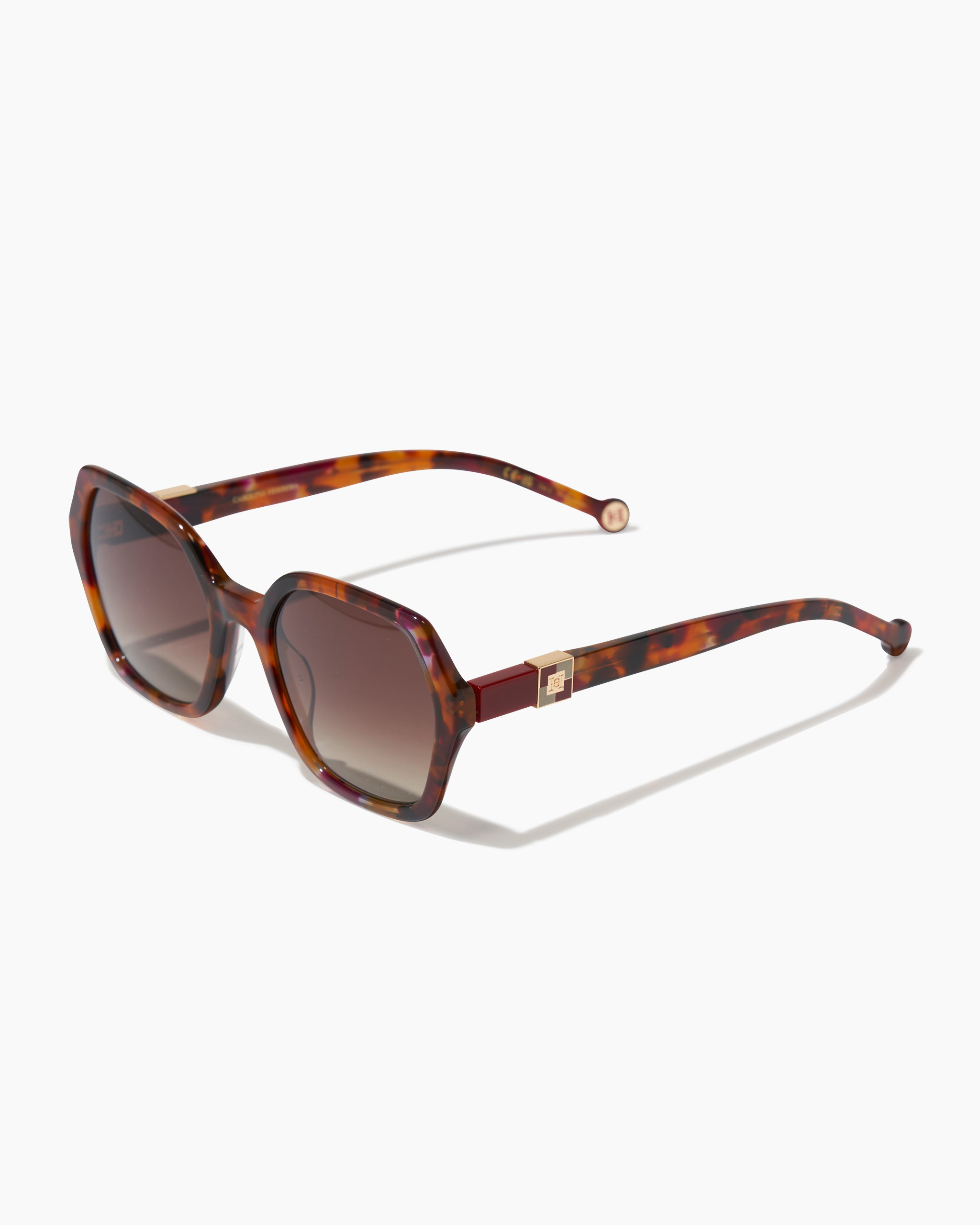 Hexagonal Frame Sunglasses with Checkerboard Detail - 2