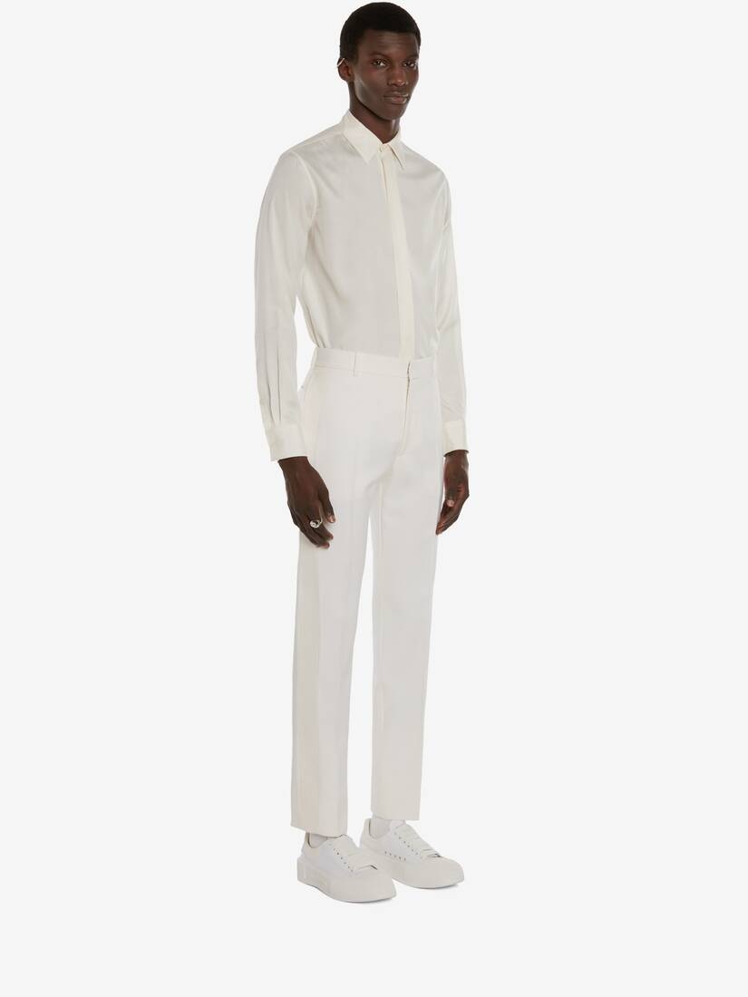 Cotton Gabardine Trouser in White - 3
