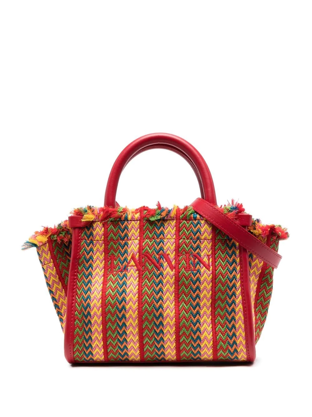 logo embroidered woven tote - 1