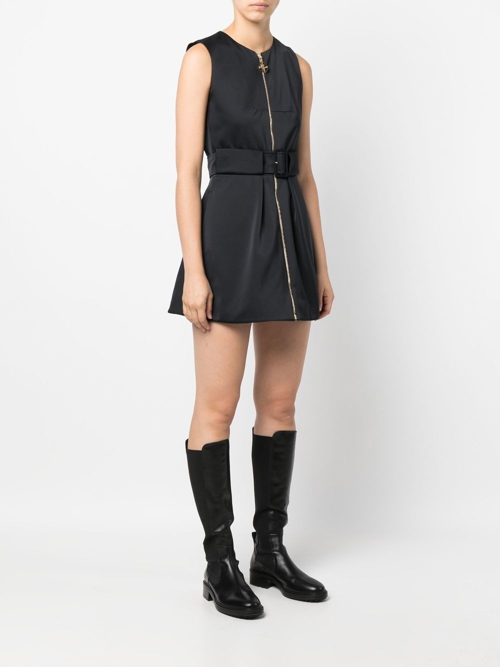 sleeveless zip-up mini dress - 3