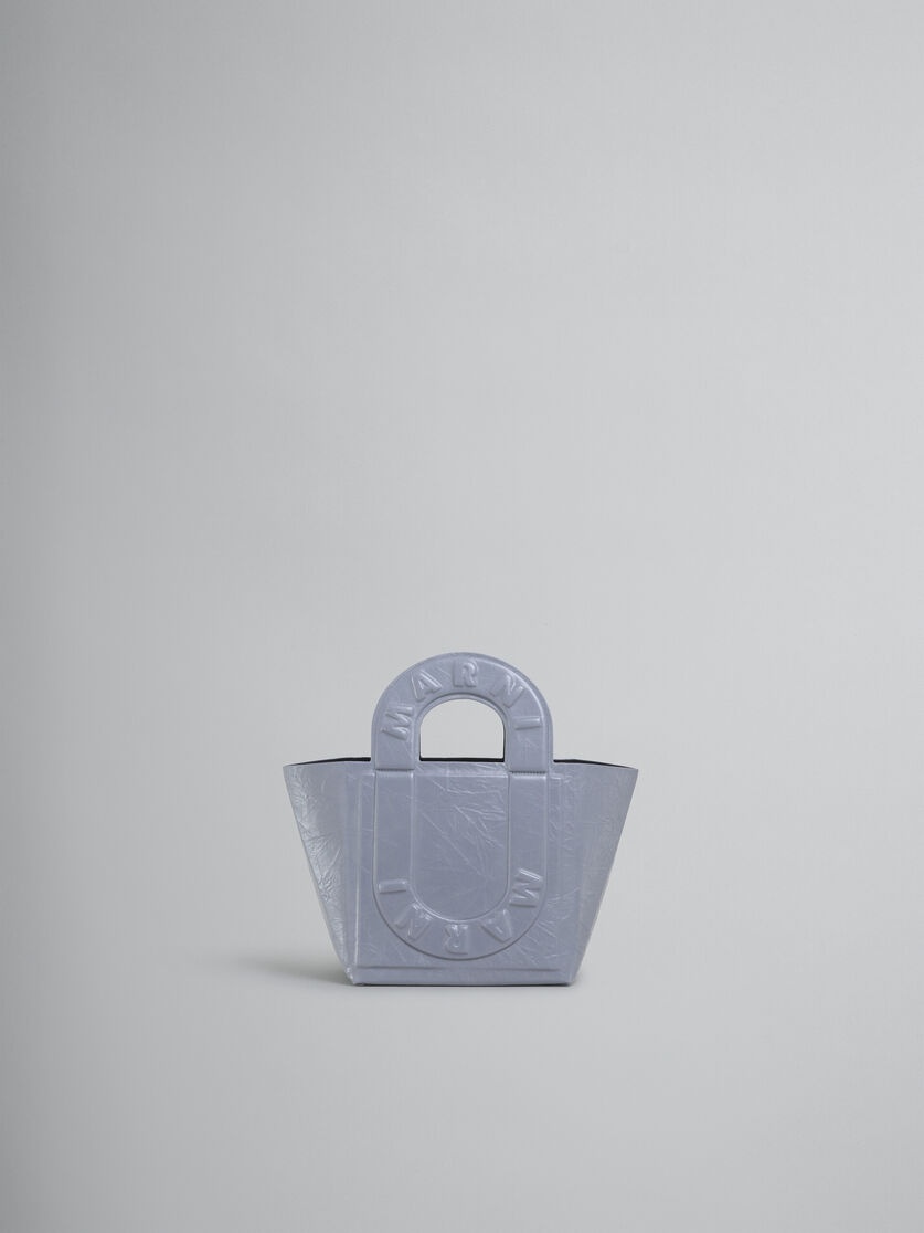 GREY LEATHER SWEEDY SMALL TOTE BAG - 1