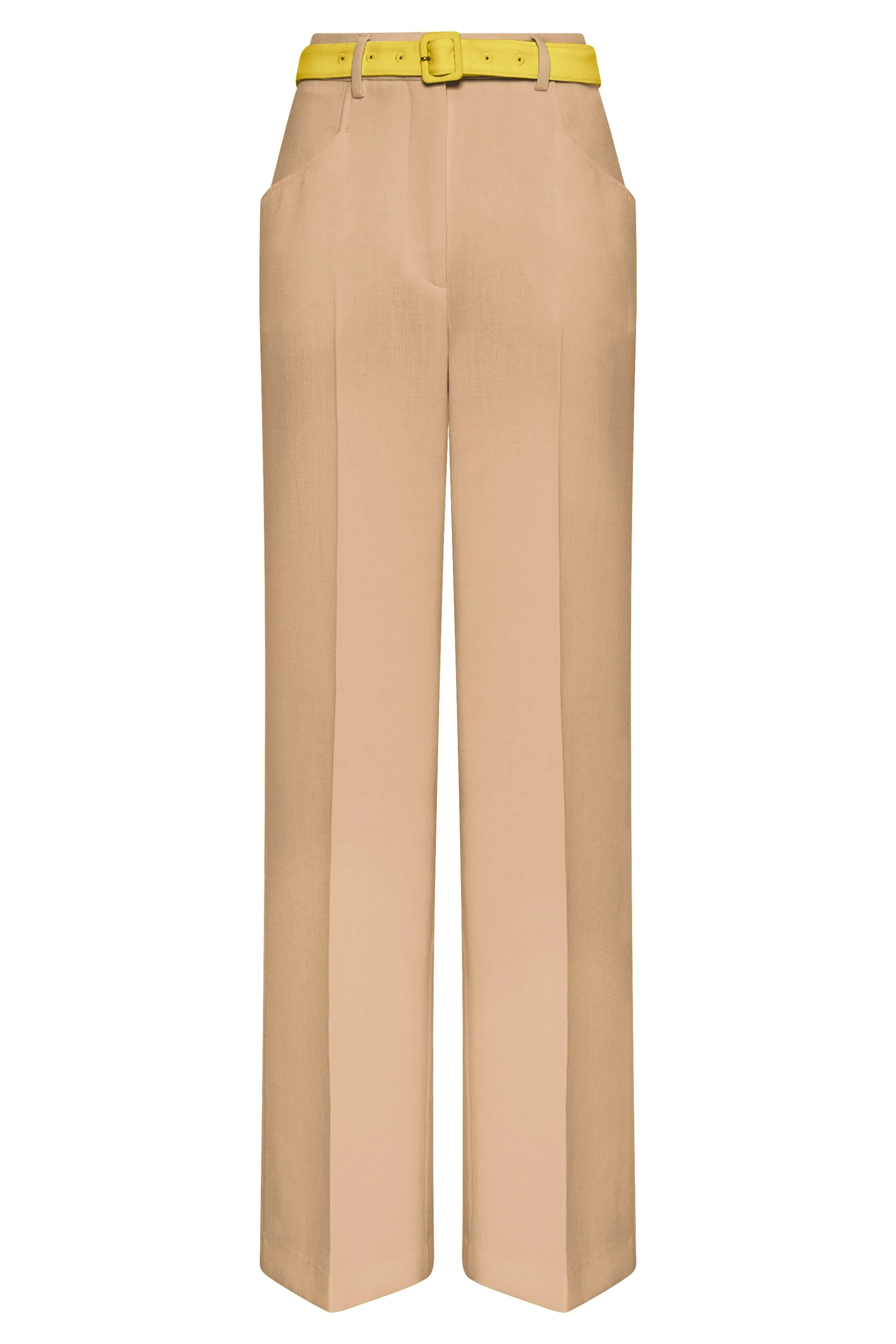 Norman Pant in Camel & Citrine Virgin Wool Crepe - 1
