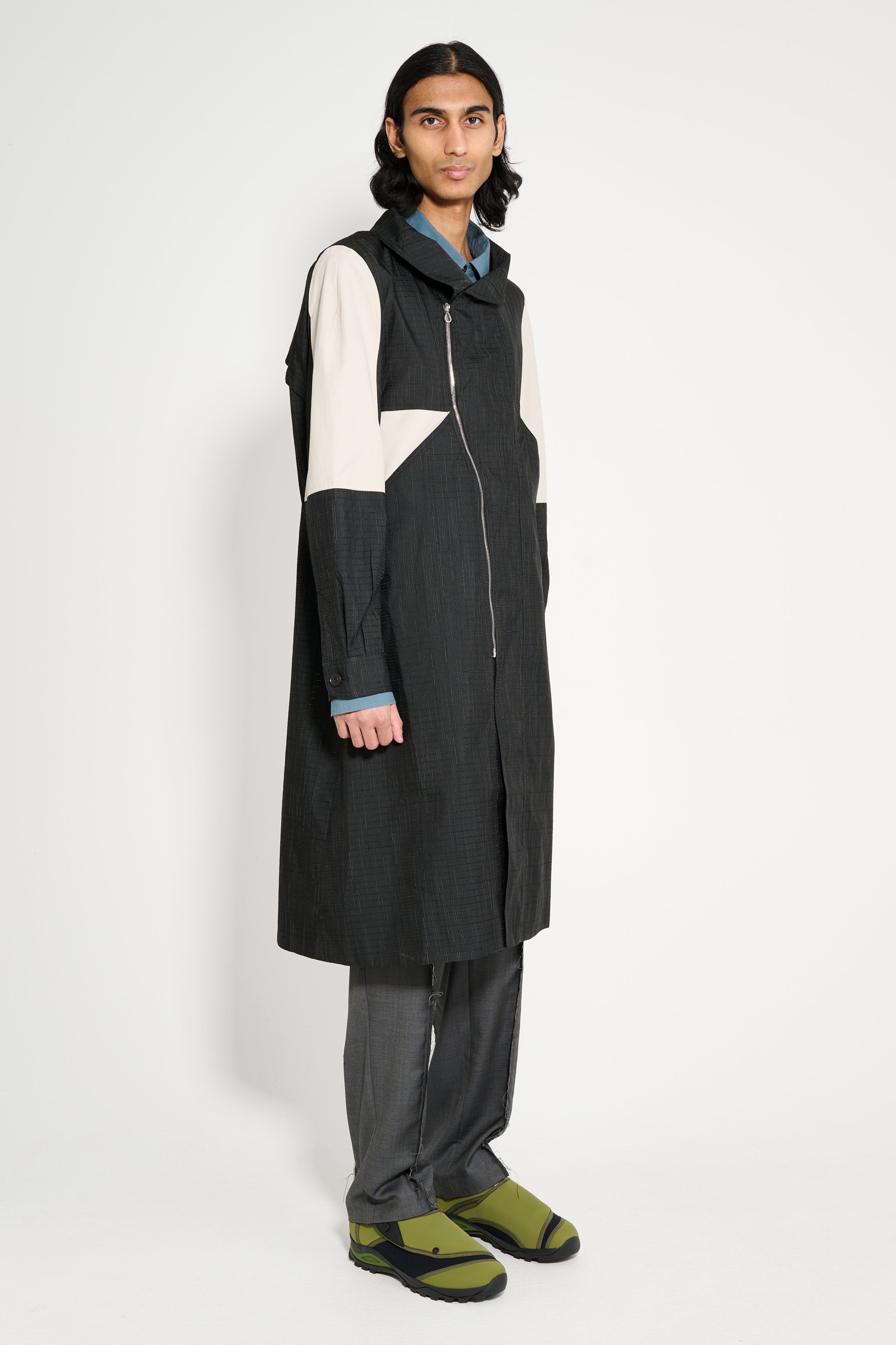 KIKO KOSTADINOV BABRAHAM ZIP COAT BLACK OBSIDIAN / SEEDPEARL - 4