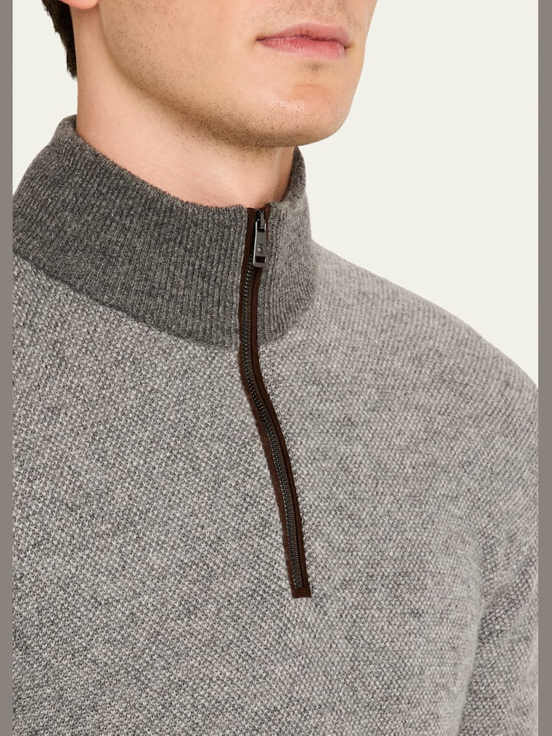 Ralph Lauren Men's Birdseye Cashmere Quarter-Zip Sweater outlook