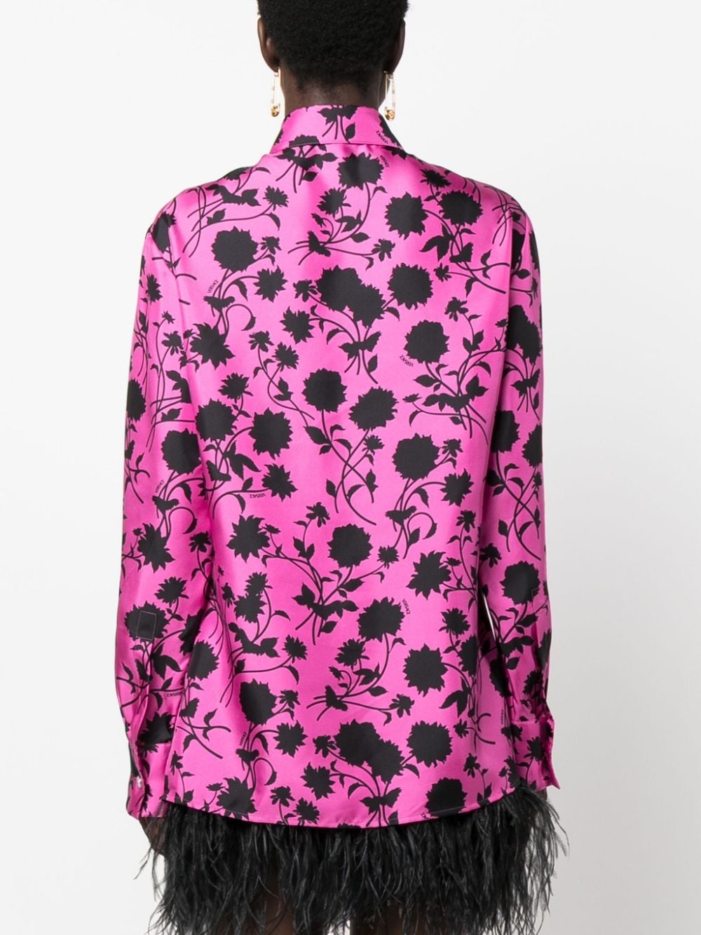 Floral Silhouette-print silk shirt - 4