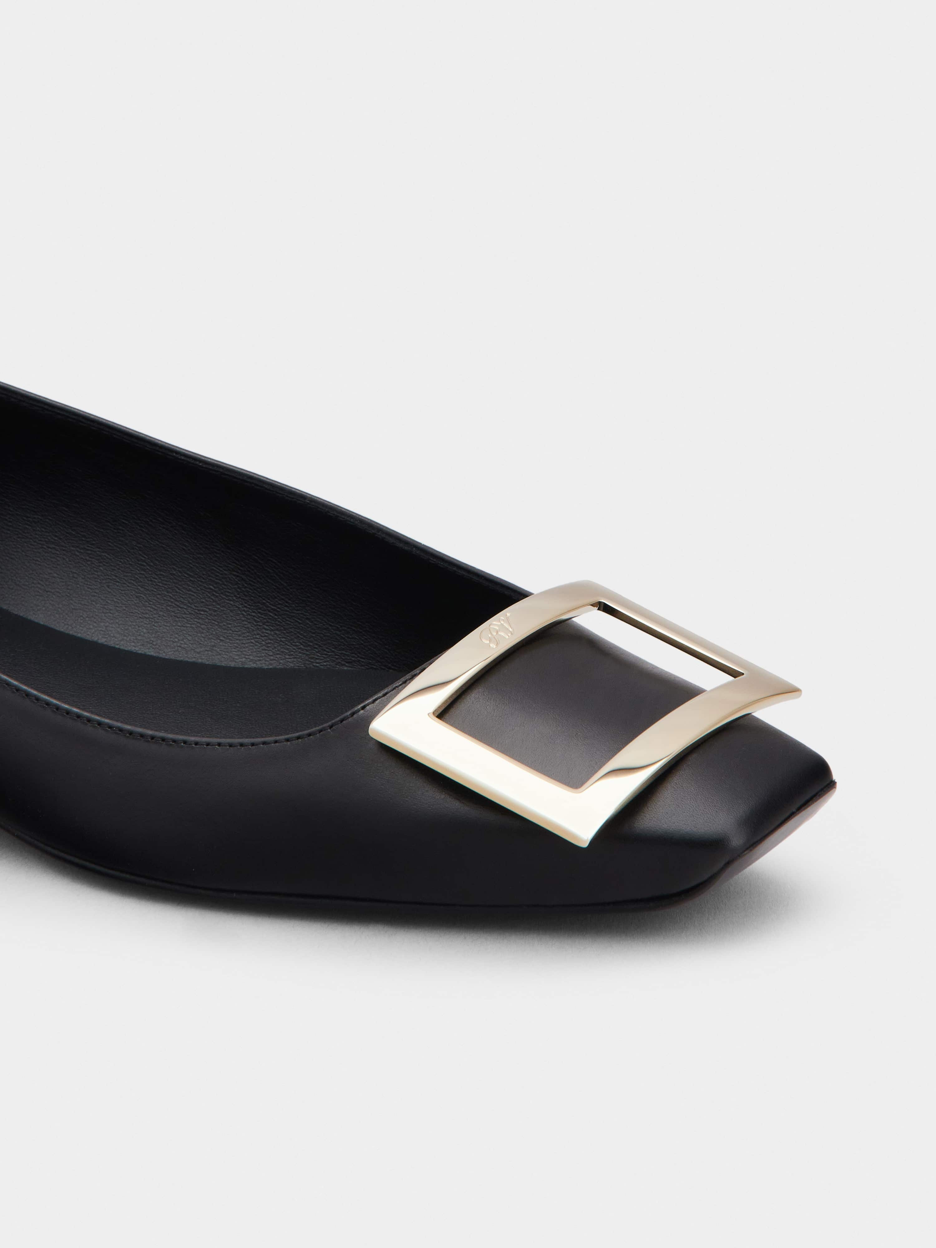 Trompette Metal Buckle Ballerinas in Leather - 3