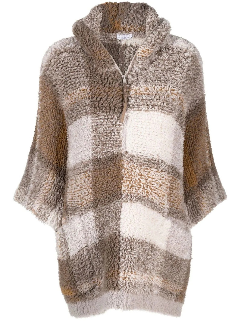 check-pattern cashmere poncho 1