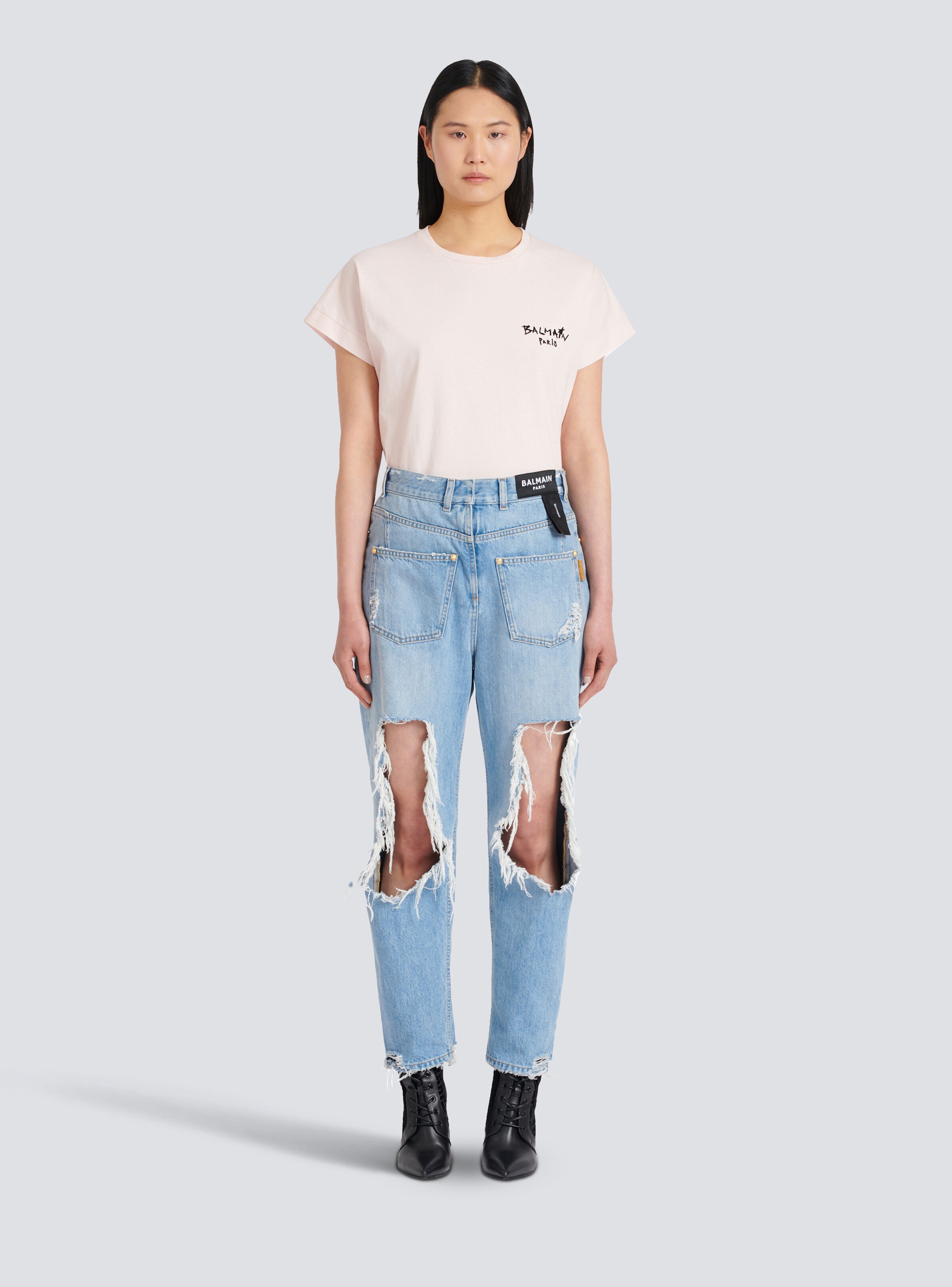Destroyed reverse boyfriend cut jeans - 3