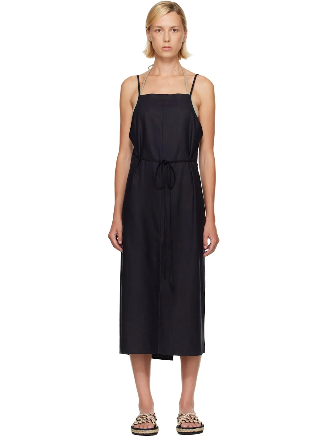 Black Yumi Apron Midi Dress - 1