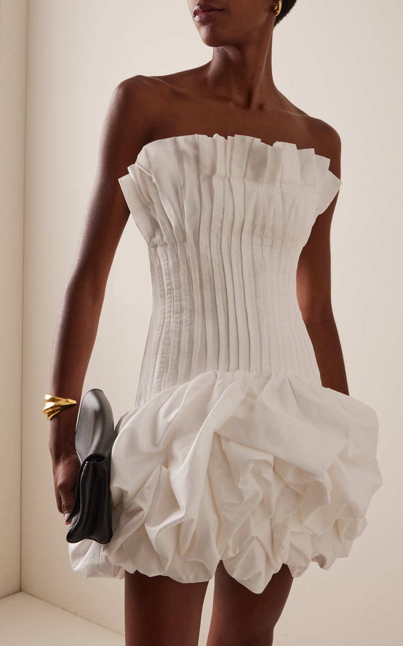 Aje. Ivy Cotton Bubble-Hem Mini Dress ivory outlook