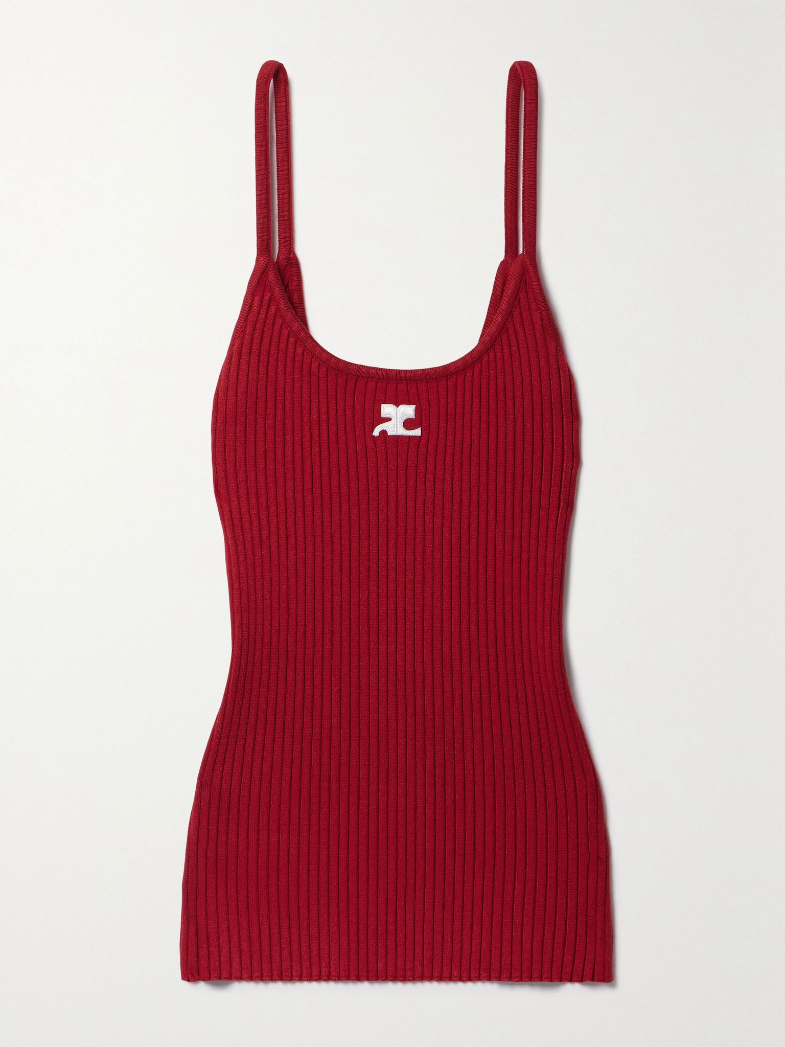 Reedition appliquéd ribbed-knit tank Red - 1