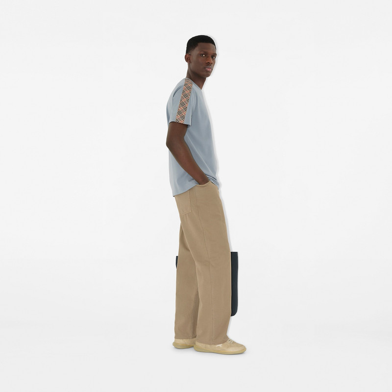 Check Trim Cotton T-shirt 3