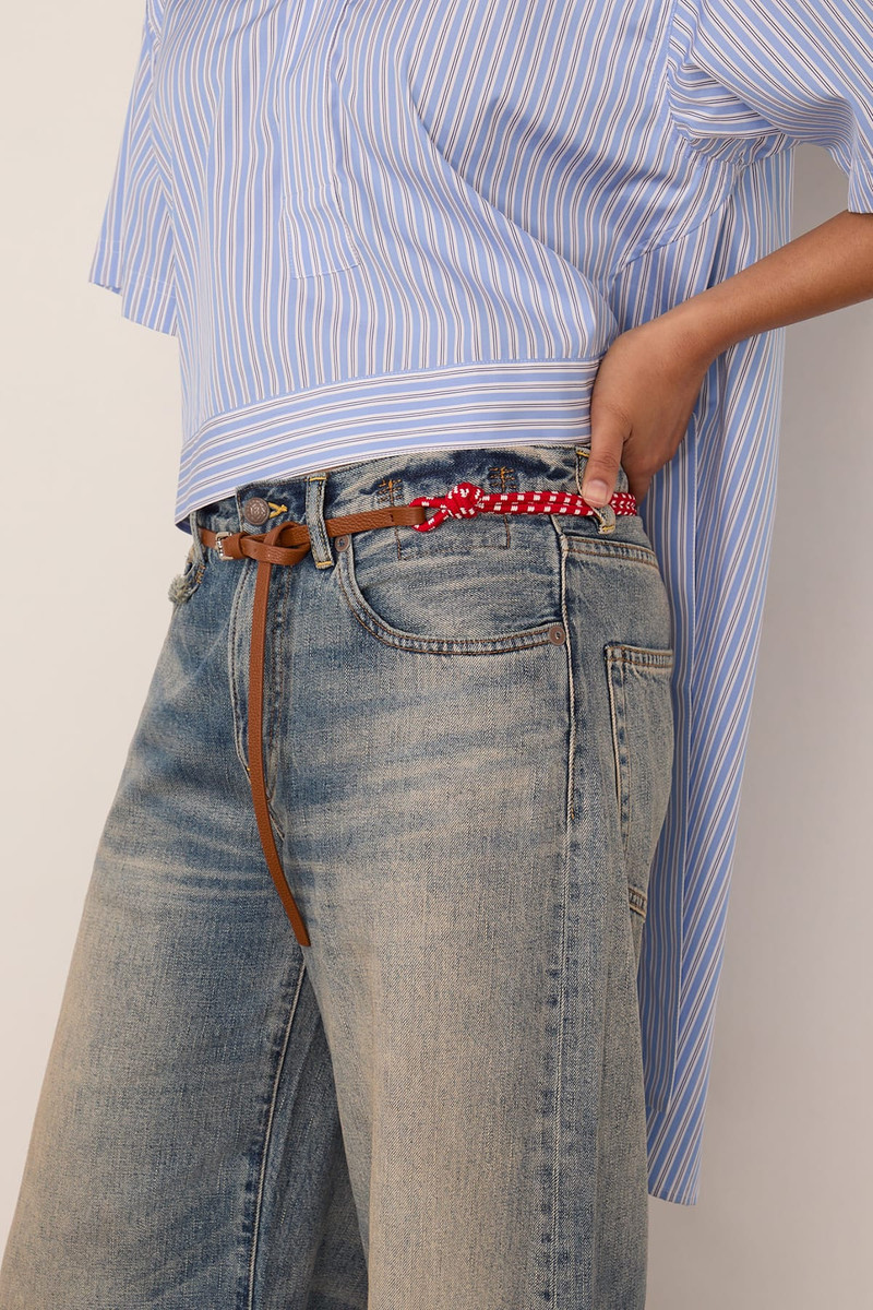 Plan C Leather and Rope Belt in Red White outlook