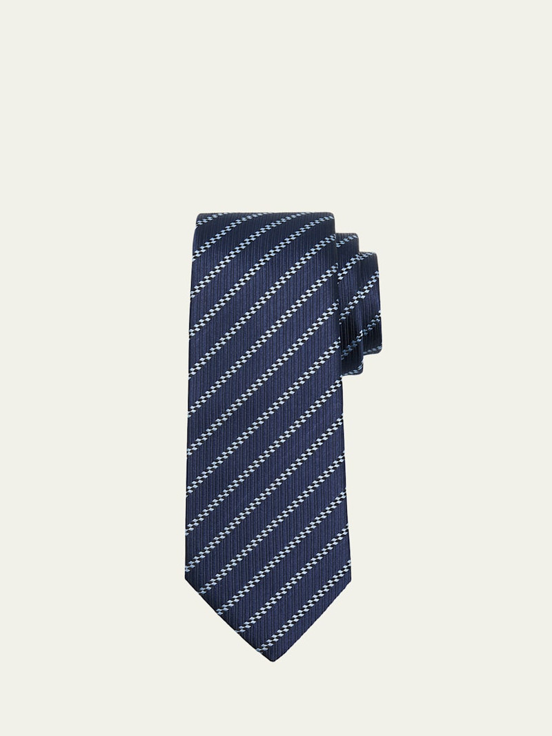 Men's Diagonal Striped Woven Silk Jacquard Tie 1