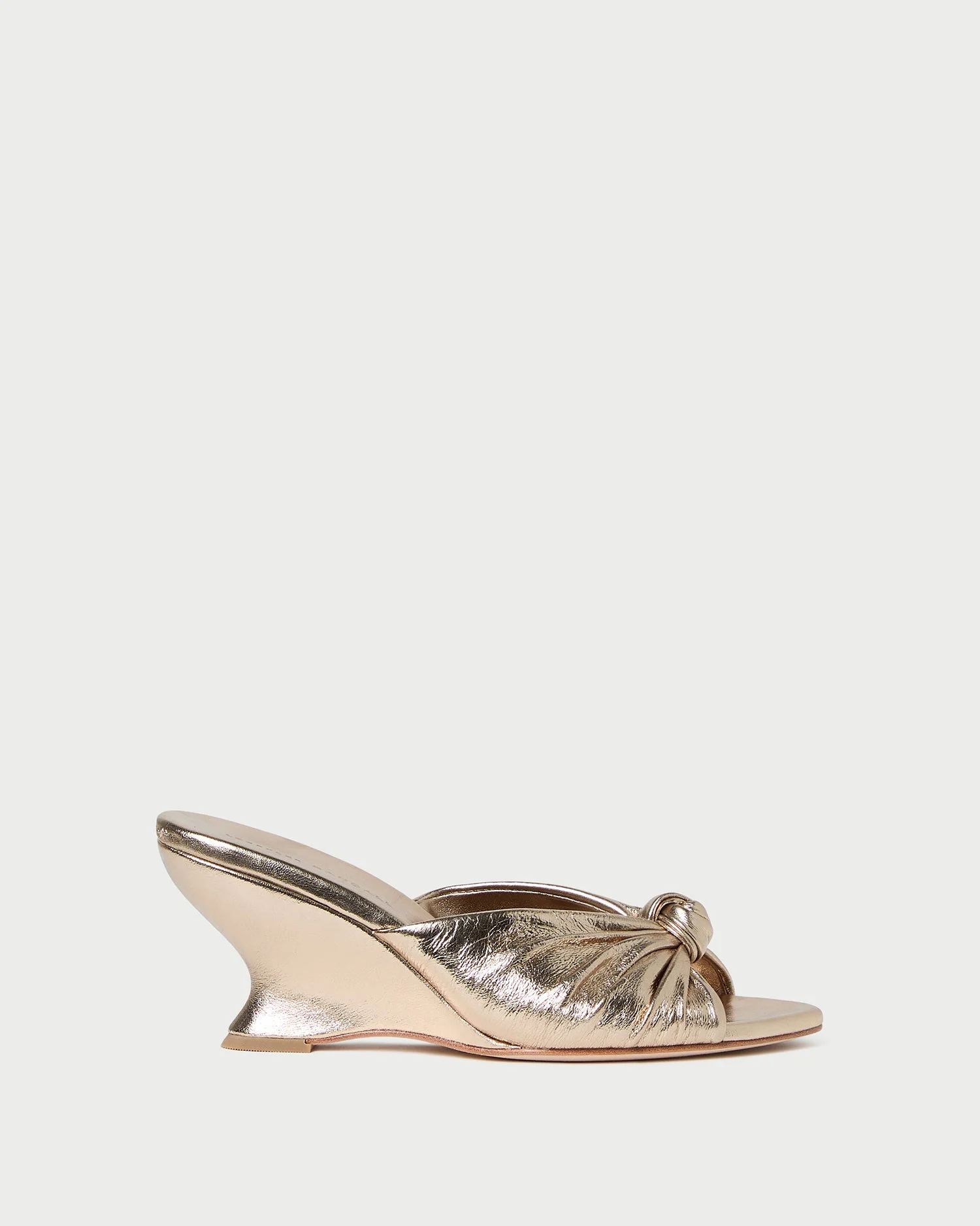 Marsy Champagne Leather Knot Wedge - 1