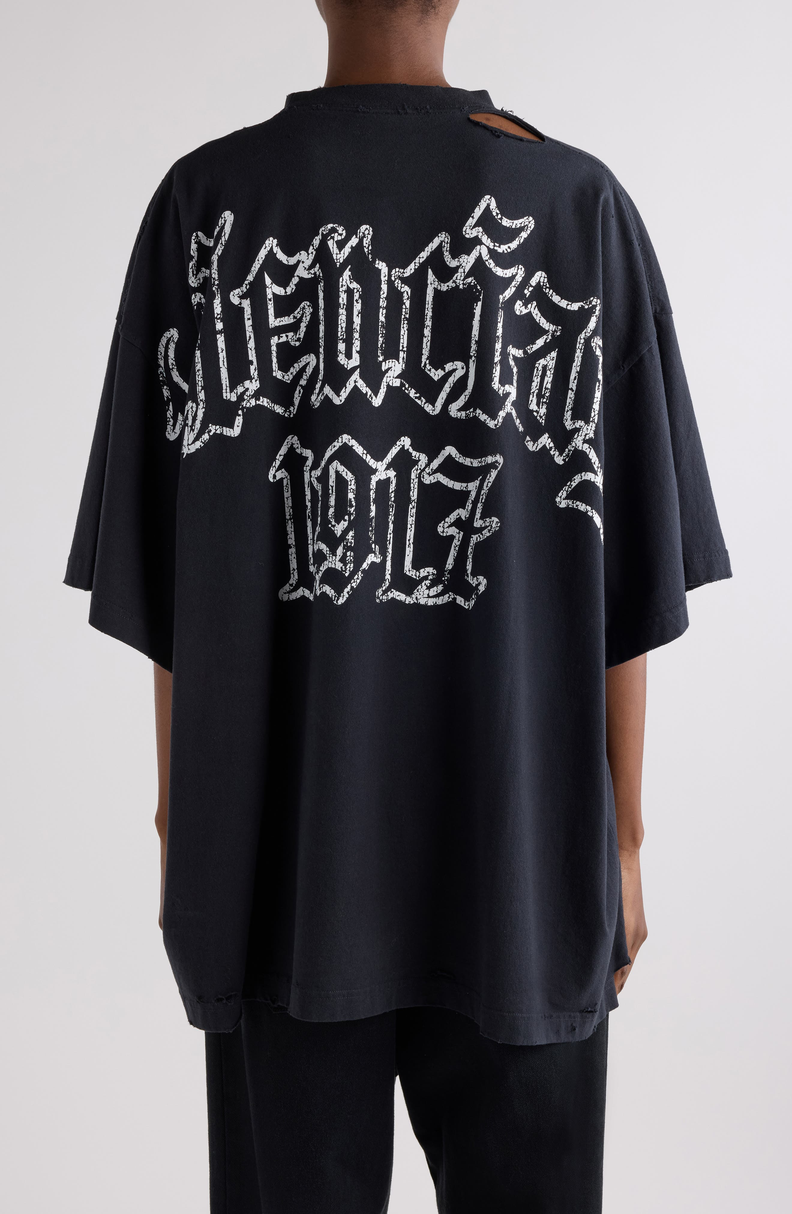 Balenciaga Oversize Graphic T-Shirt in 1041 Faded Washed Black at Nordstrom - 3