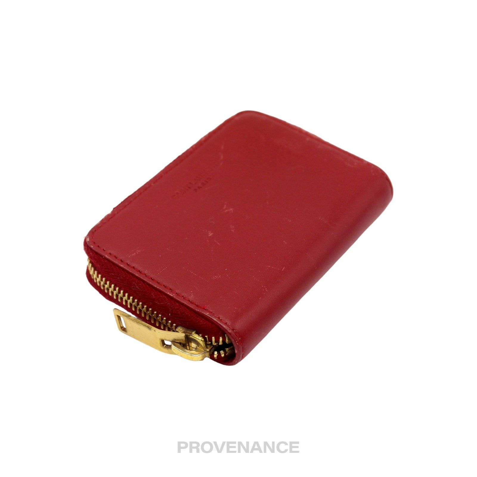 Saint Laurent Paris SLP Compact  Zip Card Wallet - Red Leather - 3