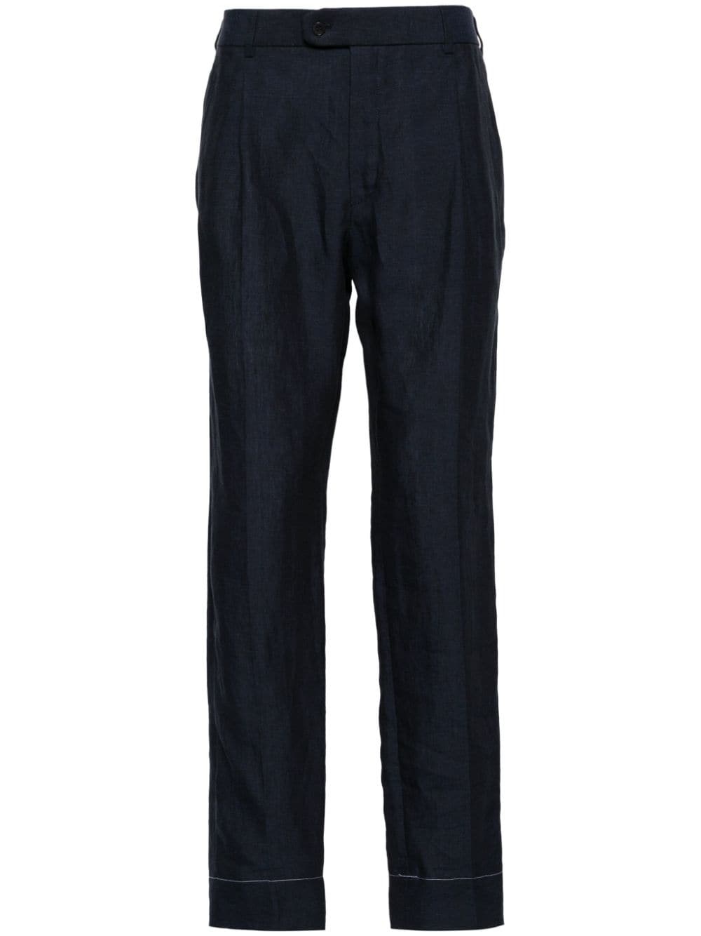 tapered-leg linen trousers - 1