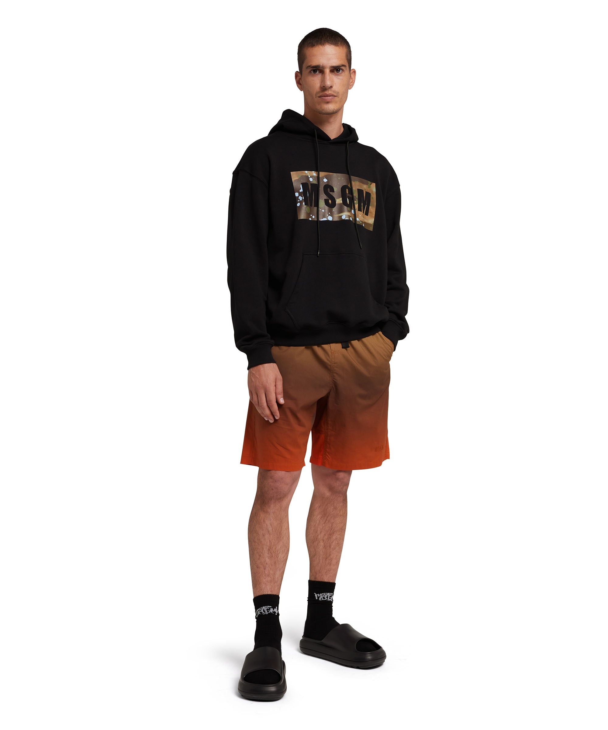 Poplin cotton shorts with faded print - 5