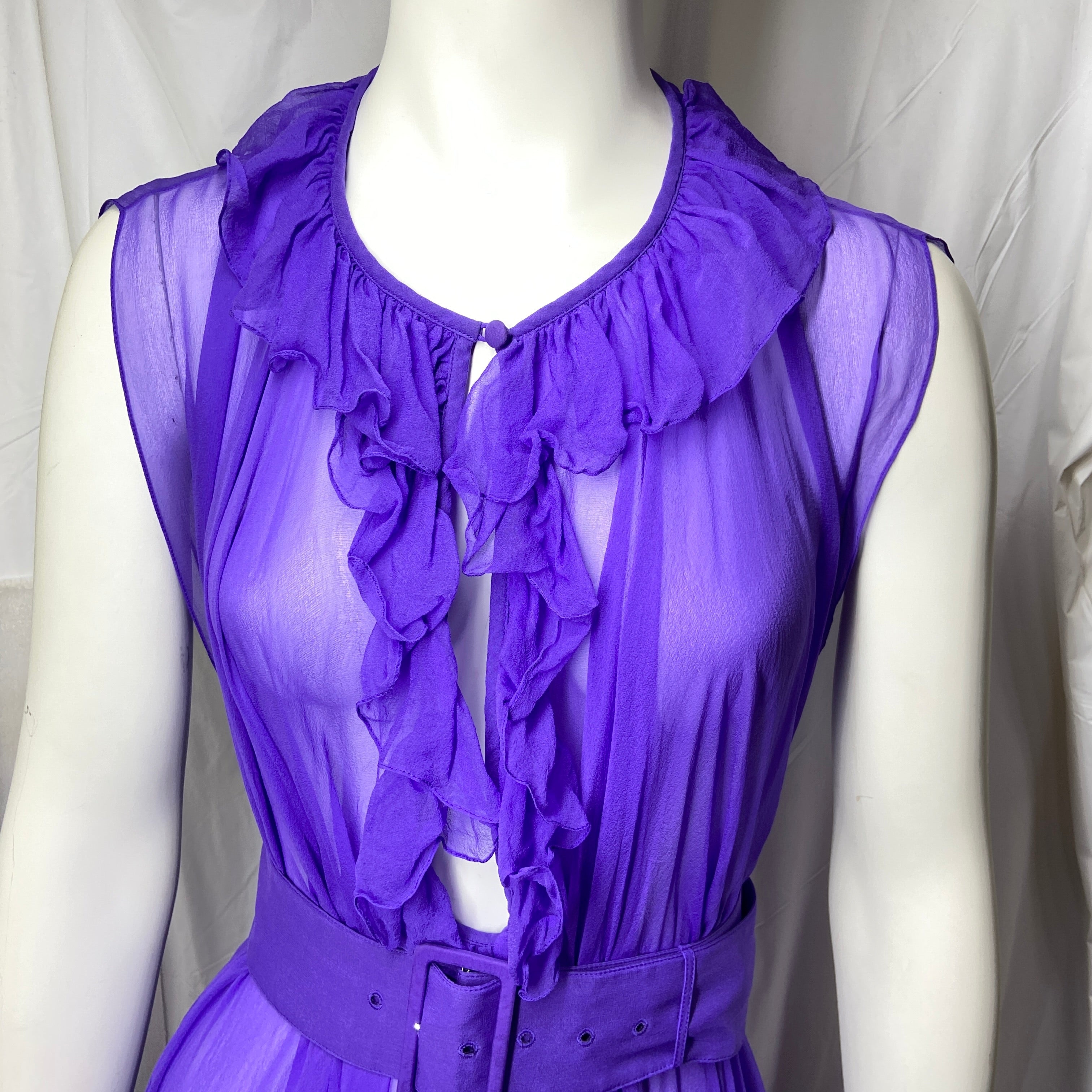 Balenciaga fall 2017 ultra violet belted silk-mousseline dress OS - 11