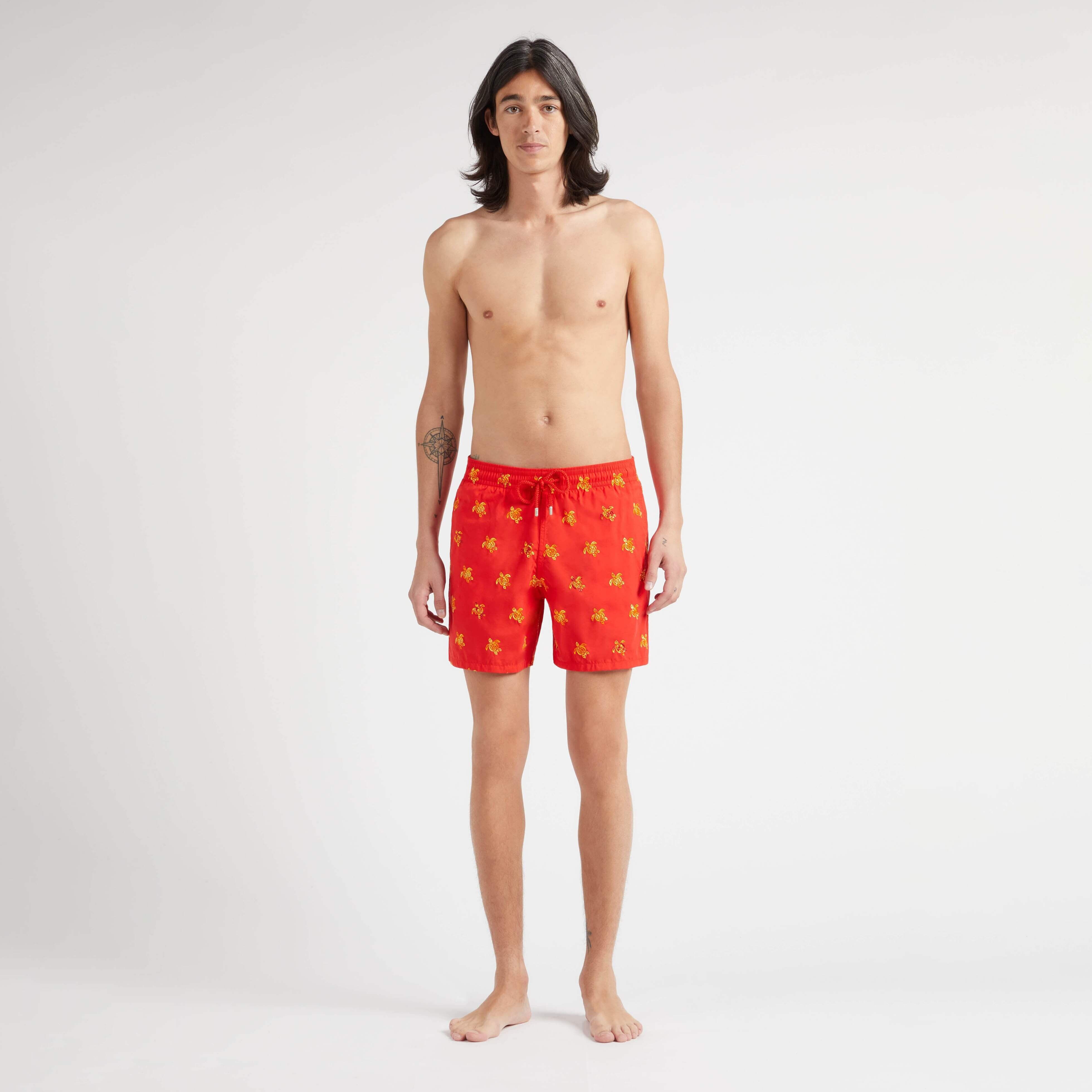 Men Swim Trunks Embroidered Micro Ronde des Tortues Diagonale - Limited Edition - 3