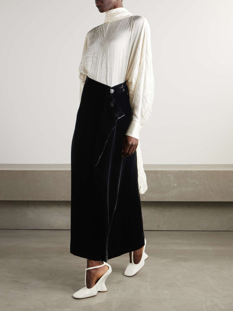 MARIE ADAM-LEENAERDT Asymmetric velvet maxi skirt Black outlook