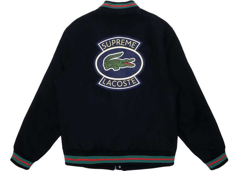 Supreme Supreme LACOSTE Wool Varsity Jacket Black outlook