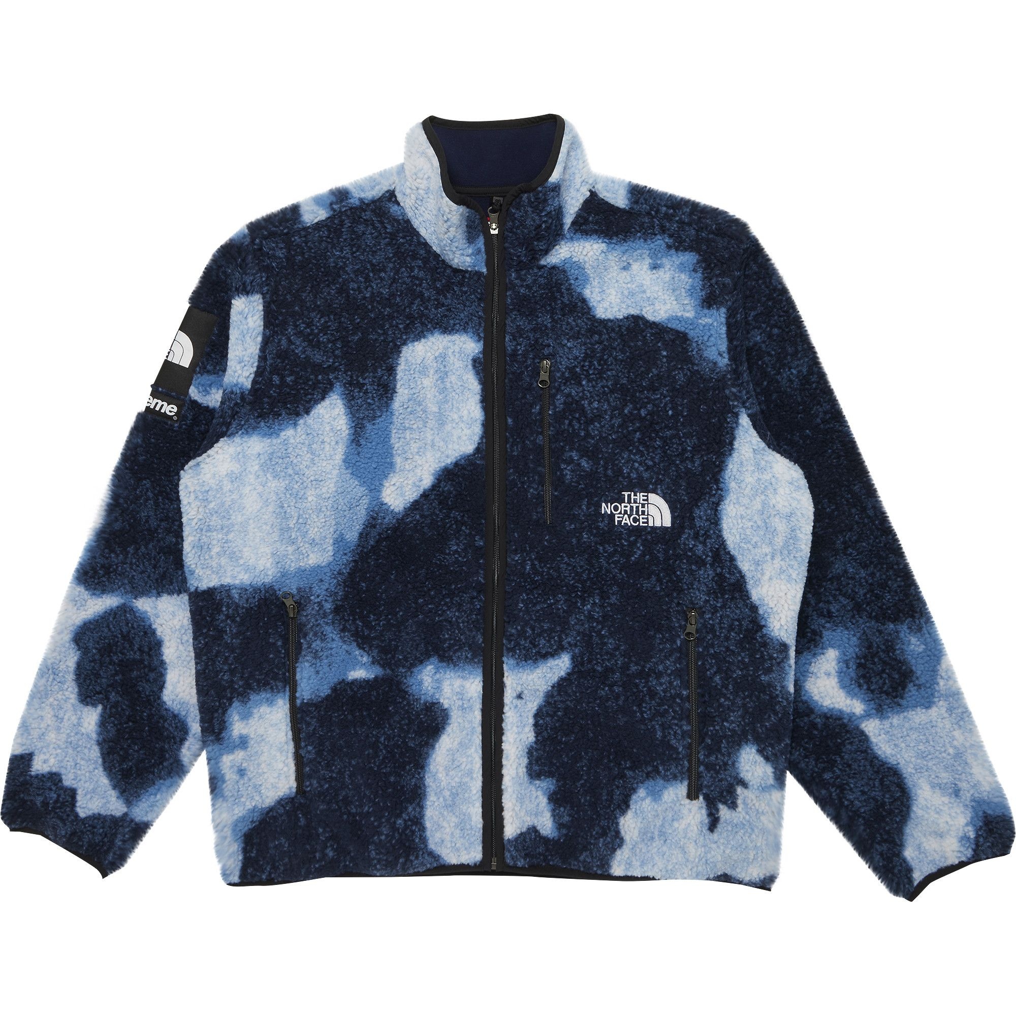 Supreme x The North Face Bleached Denim Print Fleece Jacket 'Indigo' - 1