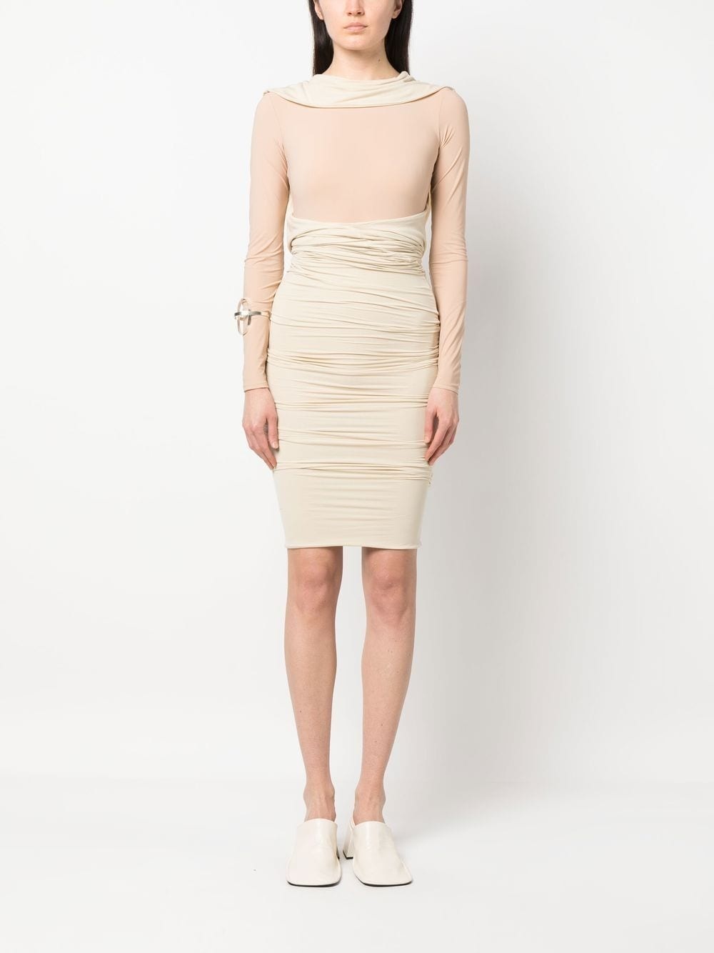 long-sleeve ruched dress - 2