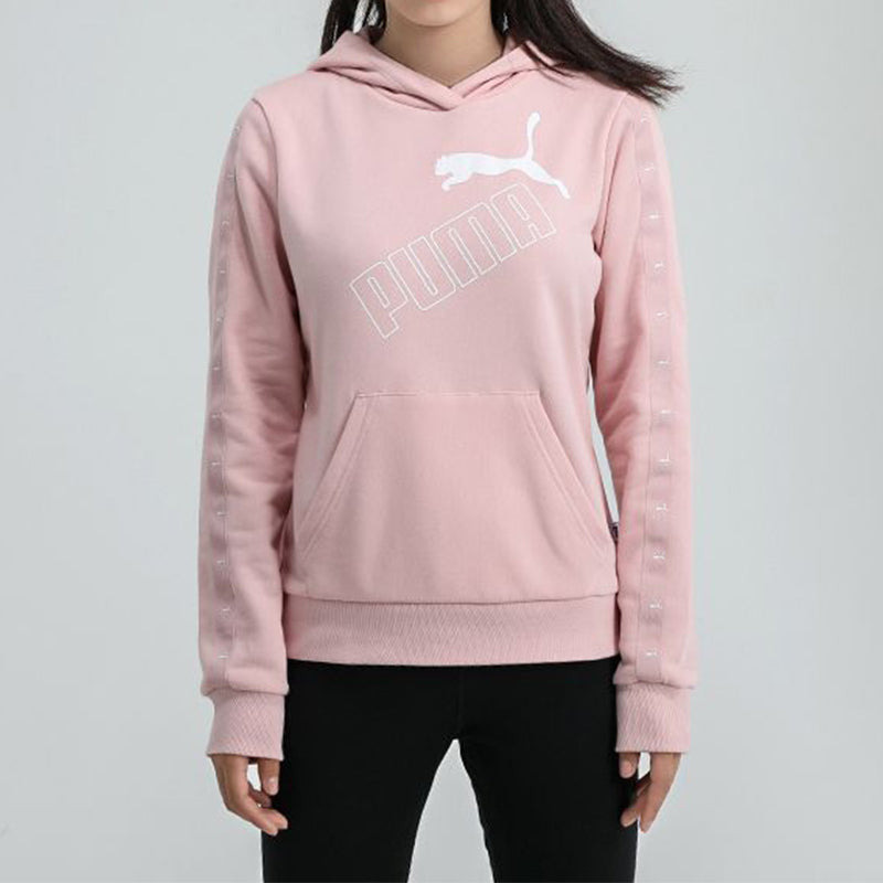 (WMNS) PUMA Essentials Logo Hoodie 'Pink White' 586595-15 - 3
