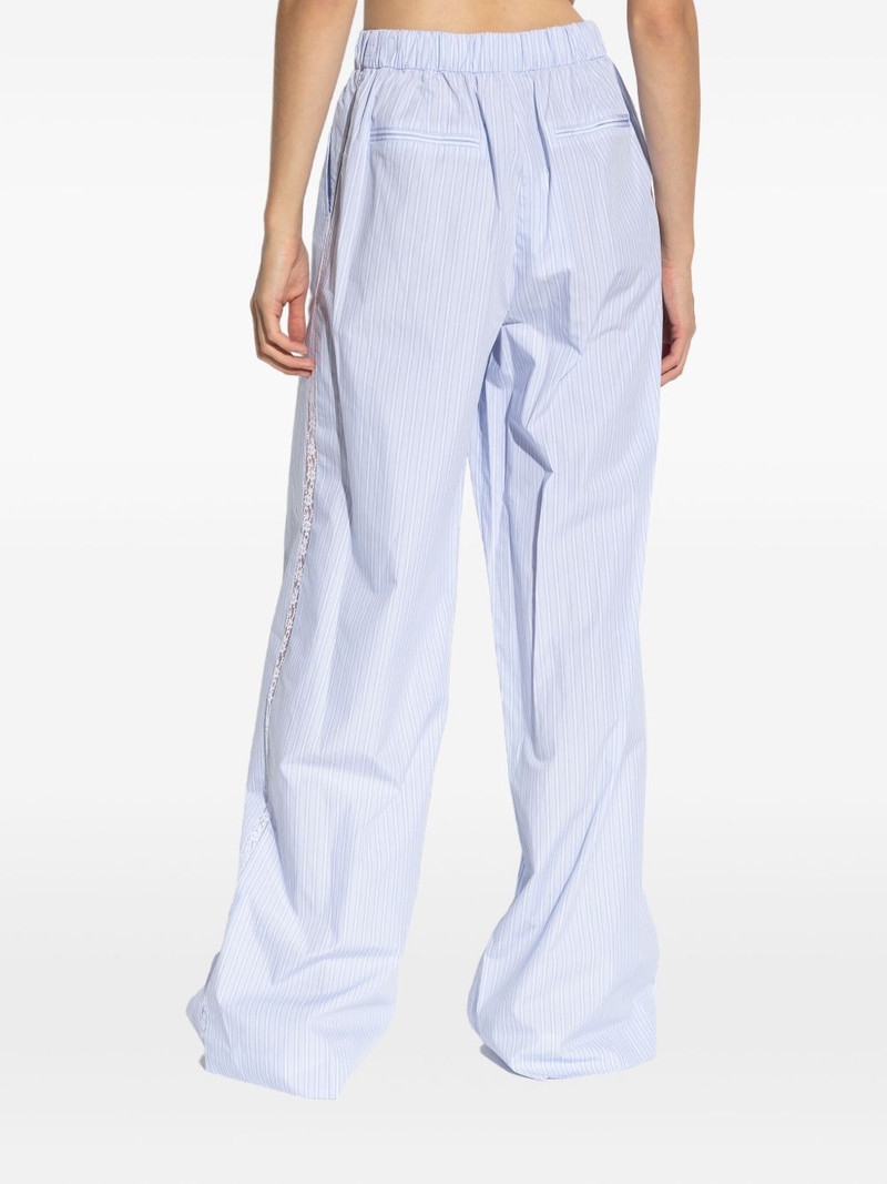 striped-pattern lace-trimmed trousers 4