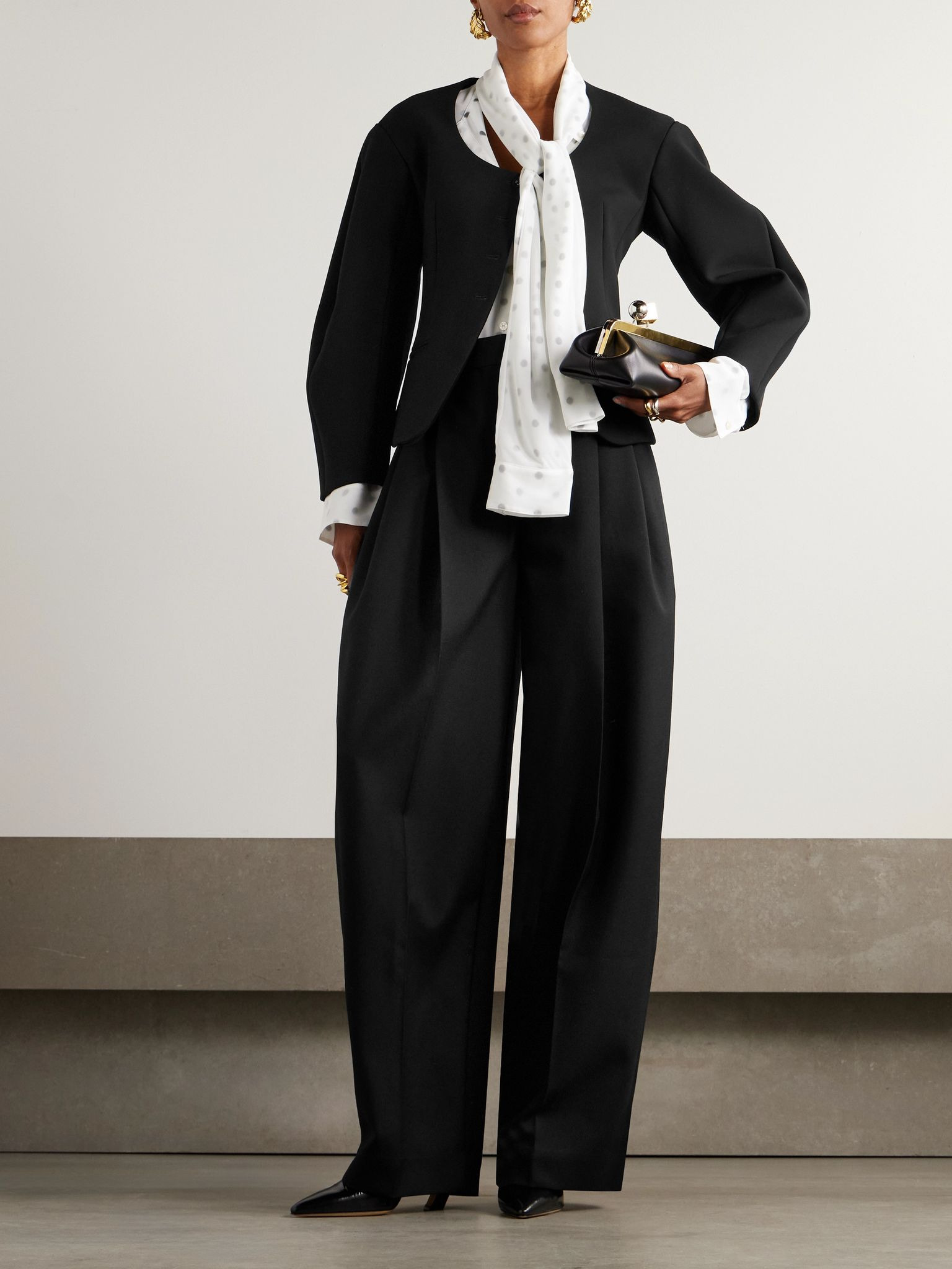D'Homme pleated wool-twill tapered pants Black - 2