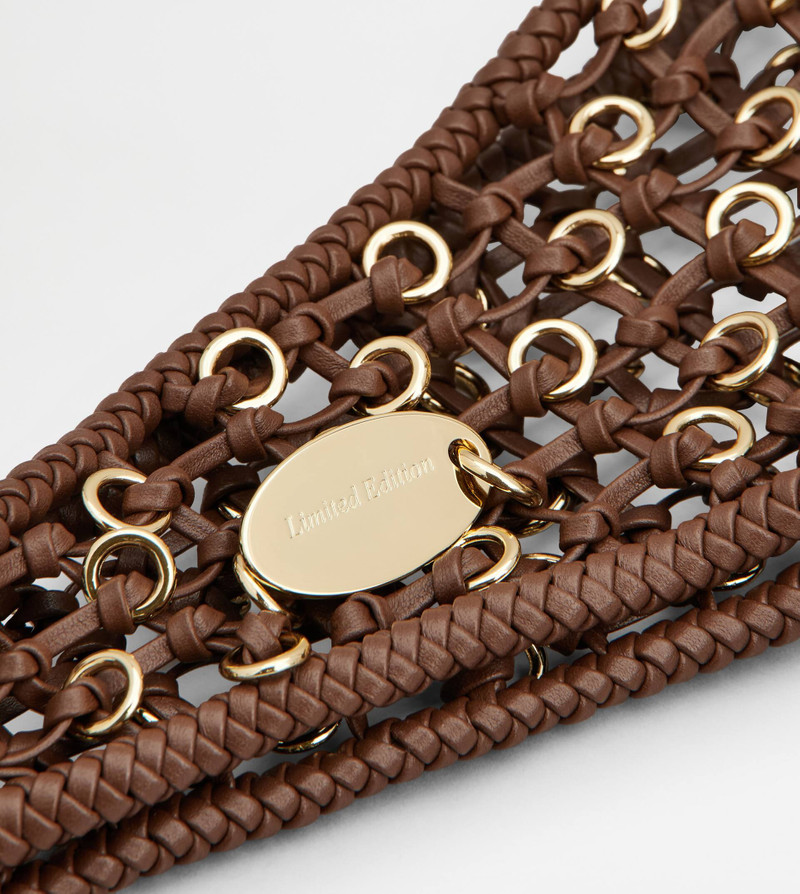 TOD'S DI BAG FOLIO SHOULDER BAG IN LEATHER SMALL - BROWN 6