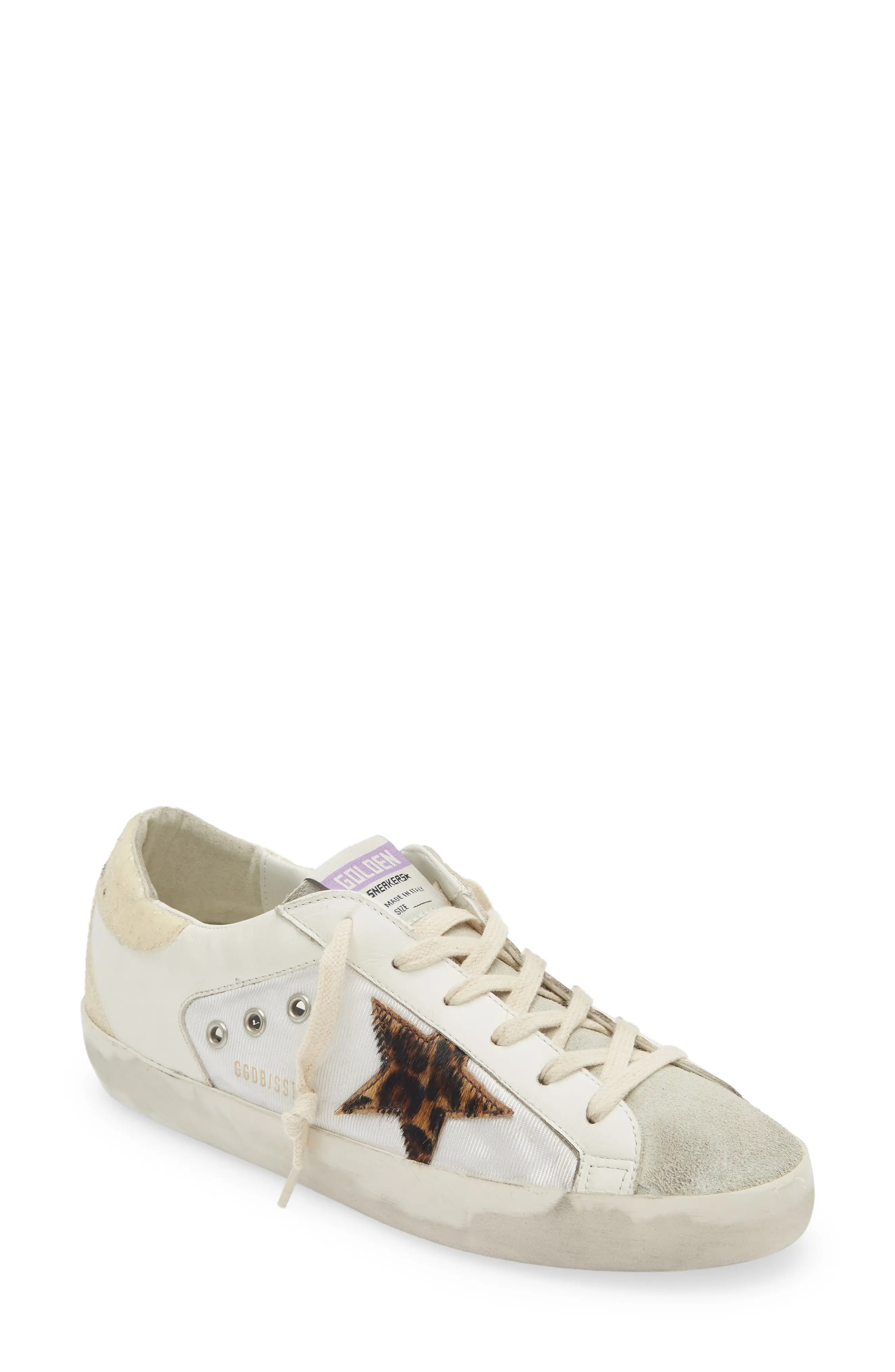 Super-Star Genuine Calf Hair Sneaker in Ivory/Leopard Calf Hair - 1