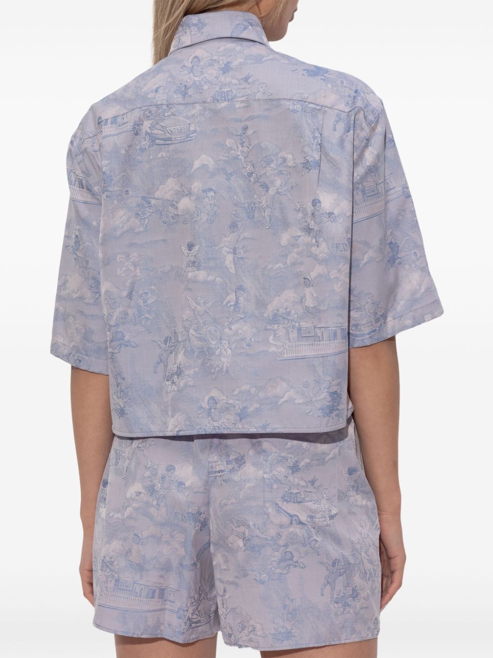 angel-print cropped cotton shirt - 4