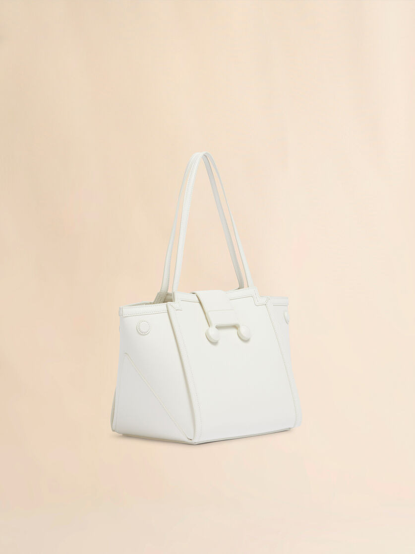 WHITE LEATHER MINI RIVIERA BAG - 5