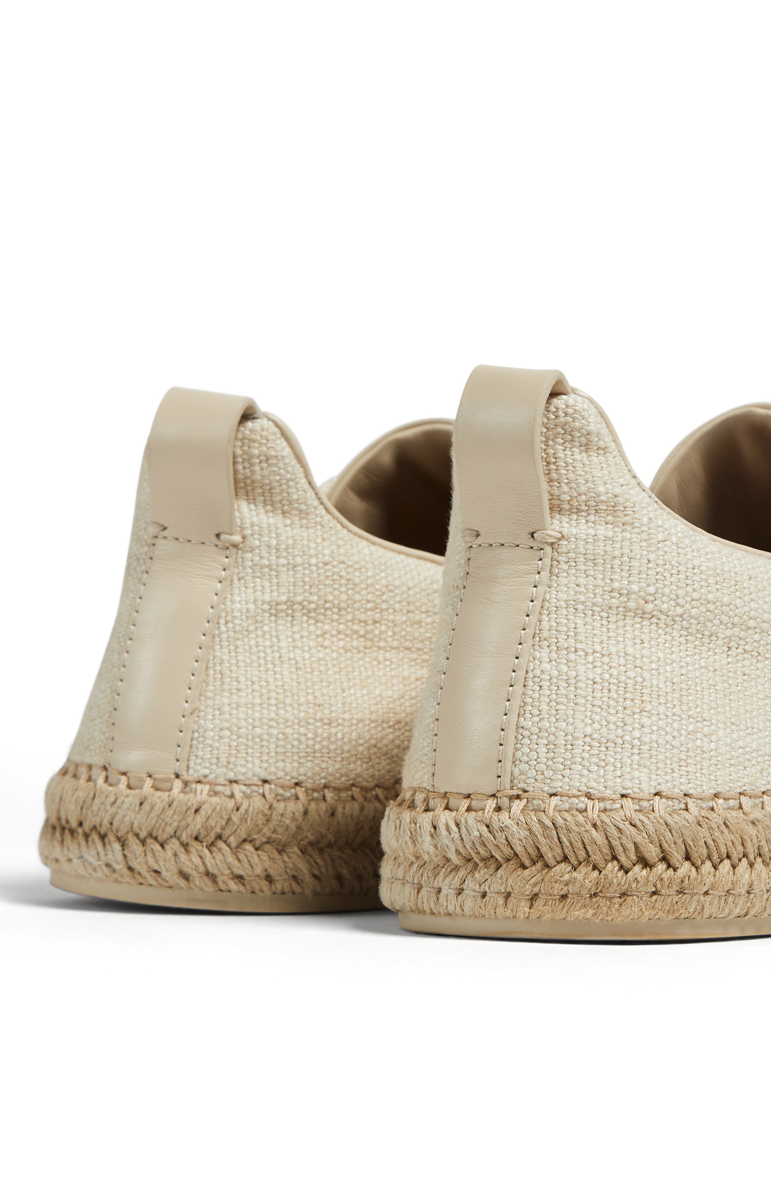 ZEGNA Triple Stitch™ Linen Blend & Leather Slip-On Sneaker in Light Beige Solid at Nordstrom - 2