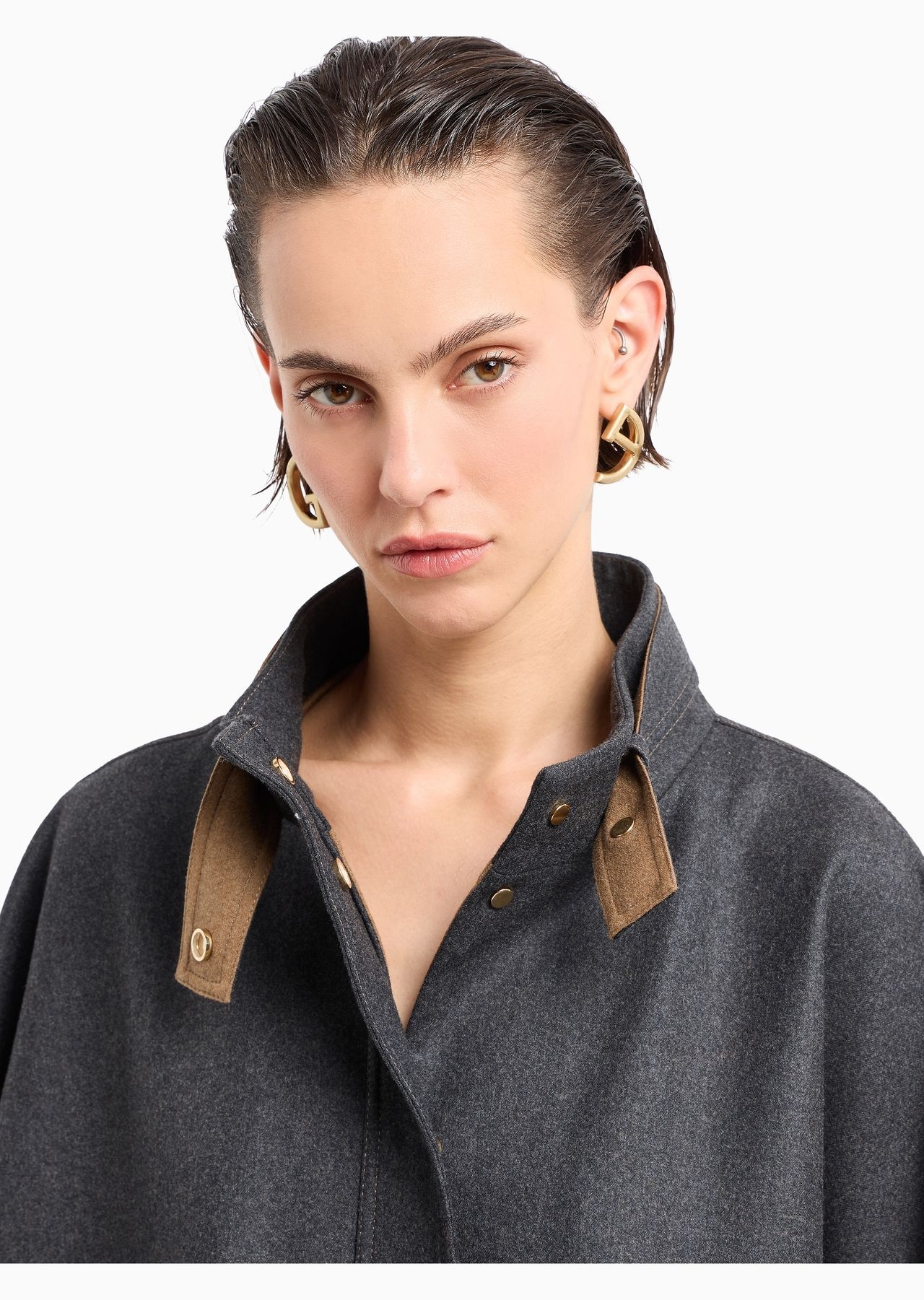 Two-tone double wool pea coat - 5