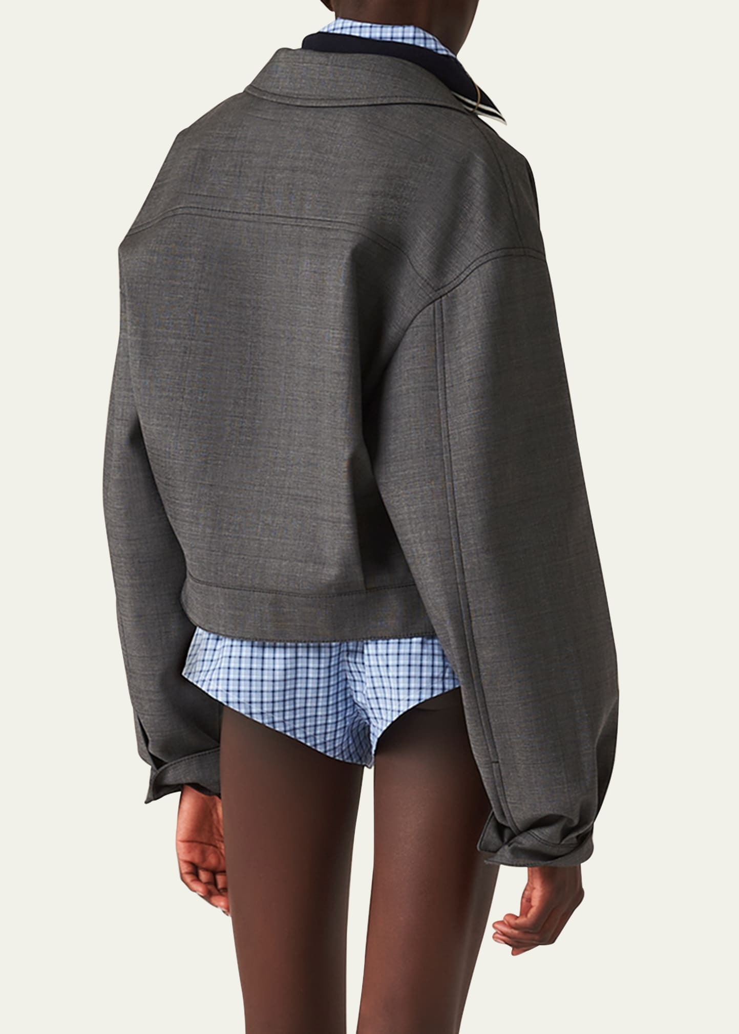 Long-Sleeve Zip Up Wool Jacket - 3