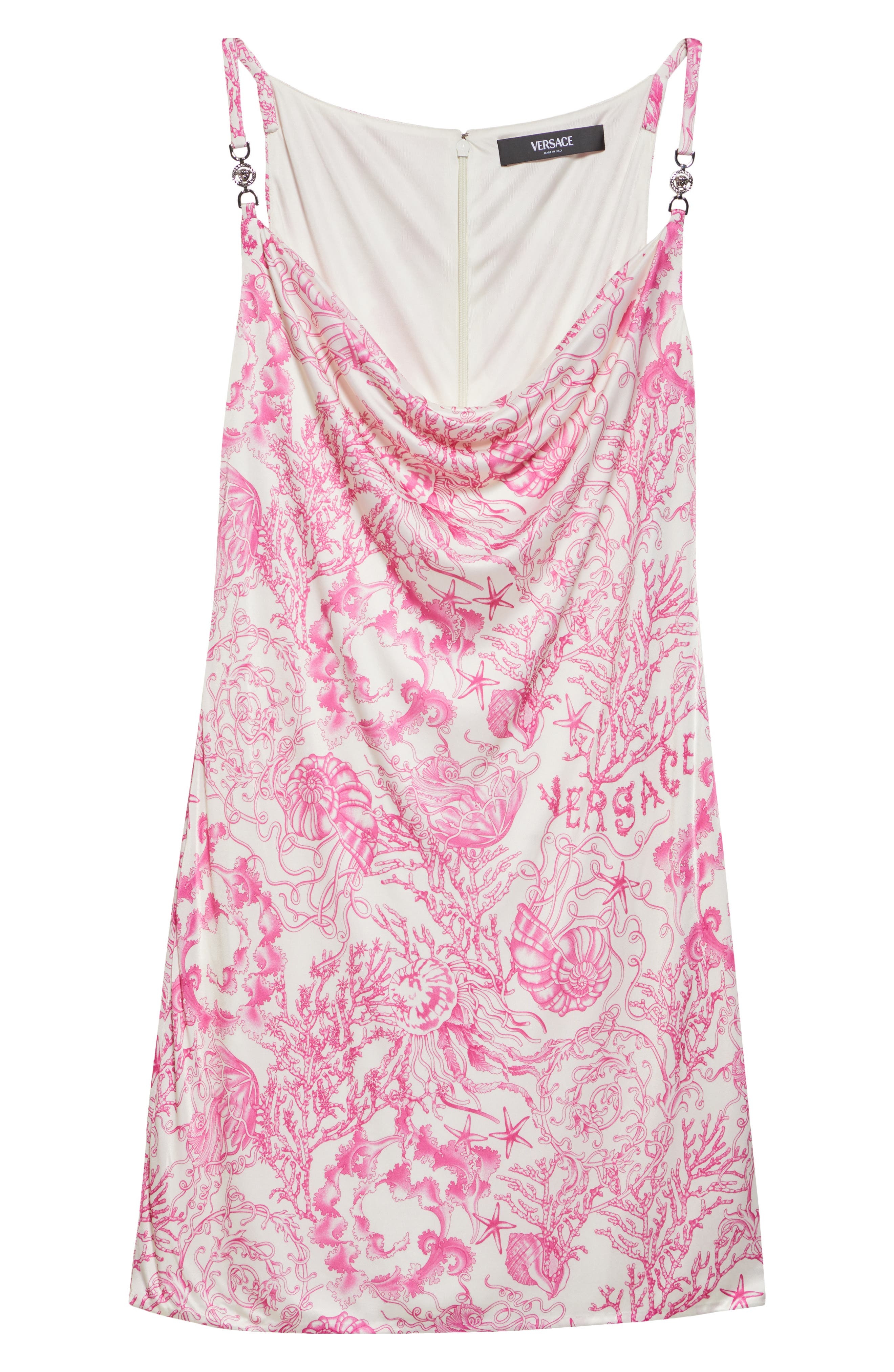 Versace Underwater Barocco Liquid Jersey Minidress in Eggshell Dragonfruit at Nordstrom - 5