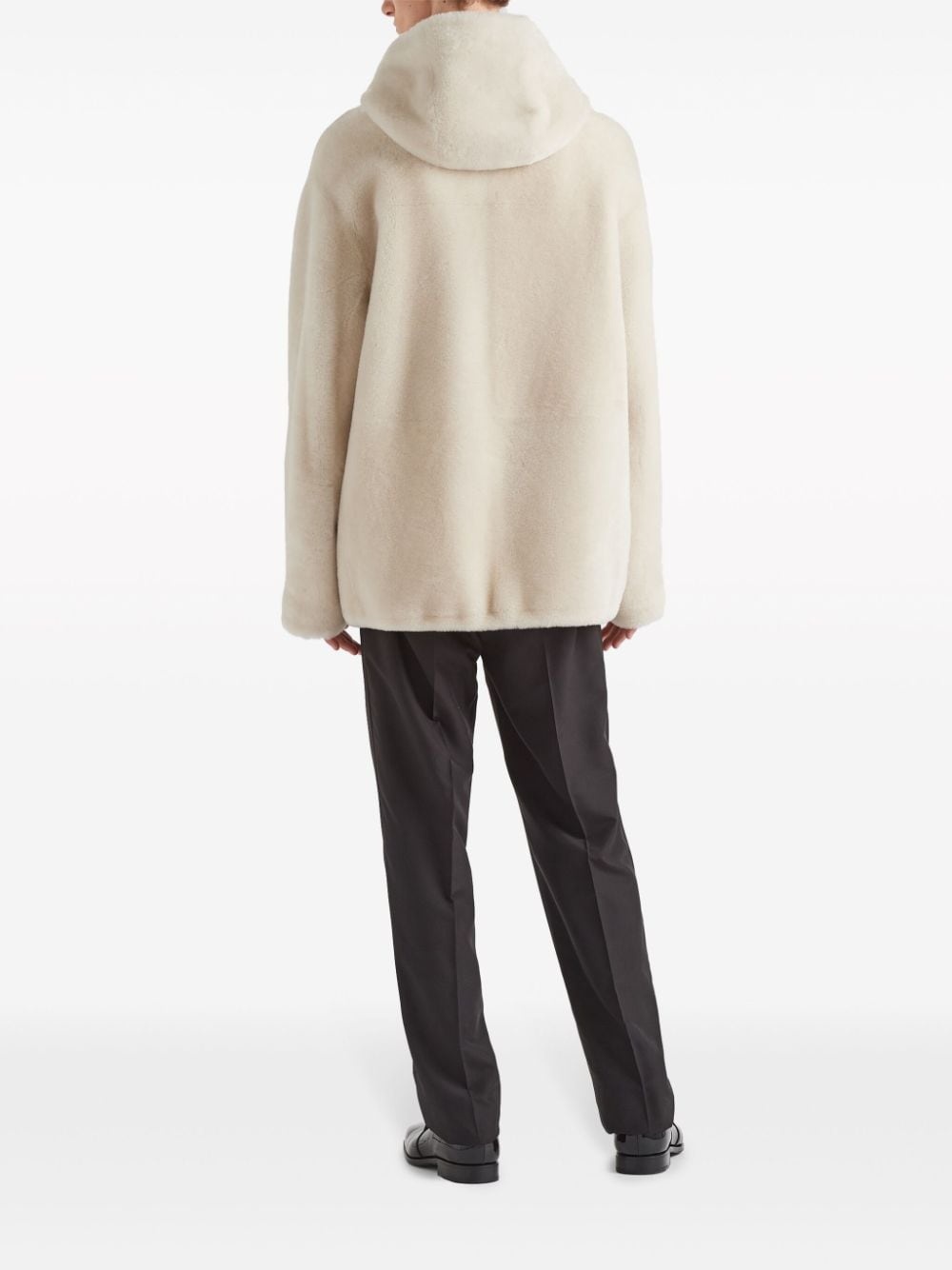 hooded shearling jacket - 4