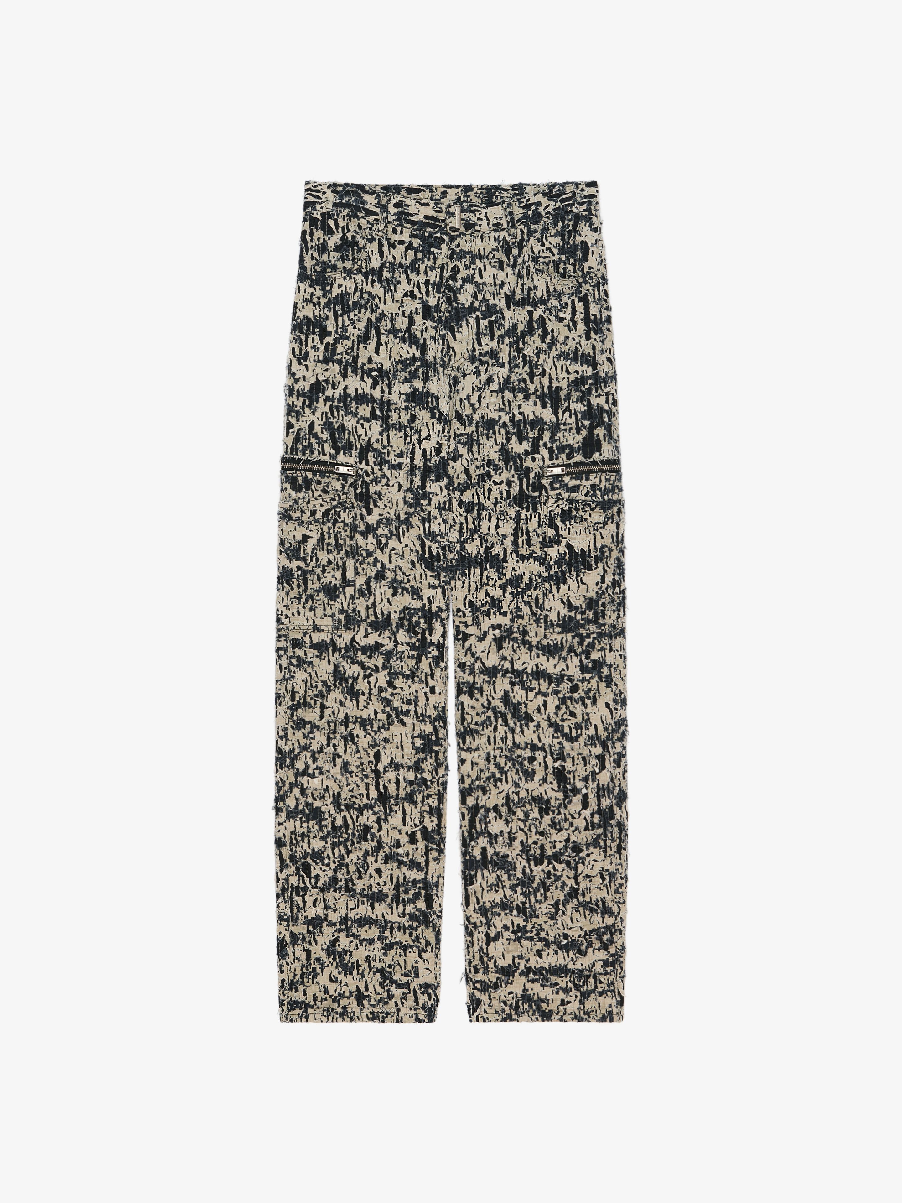 DESTROYED CARGO PANTS IN DENIM - 1