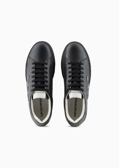 EMPORIO ARMANI Leather sneakers with eagle patch outlook