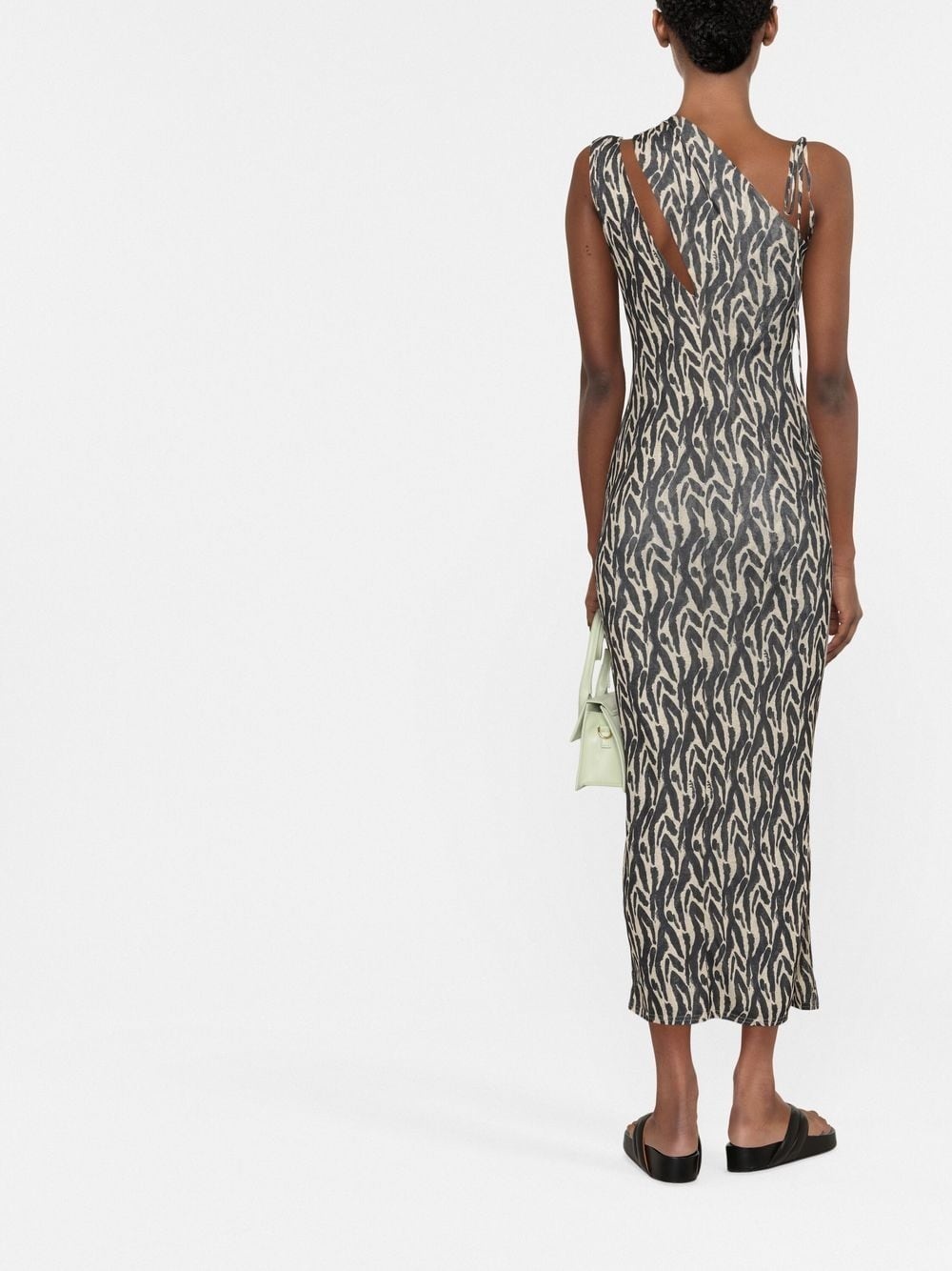 printed one-shoulder midi dress - 3