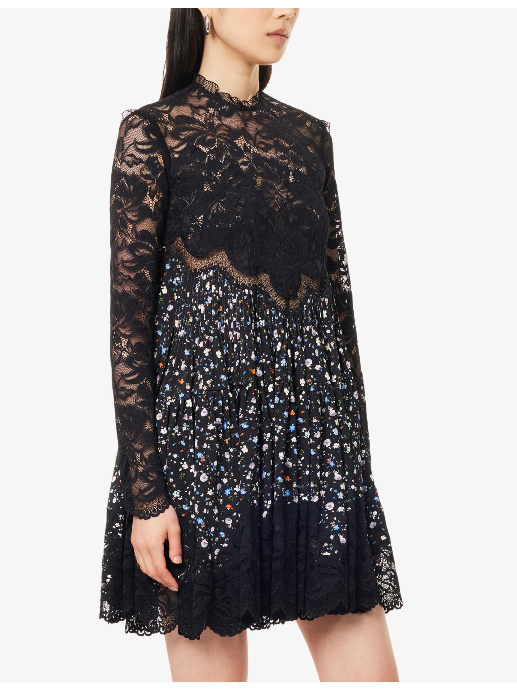 Lace Floral Stretch-Woven Mini Dress - 3