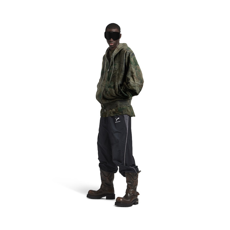 BALENCIAGA Men's Diamond B Oversized Zip-up Hoodie in Forest Green outlook