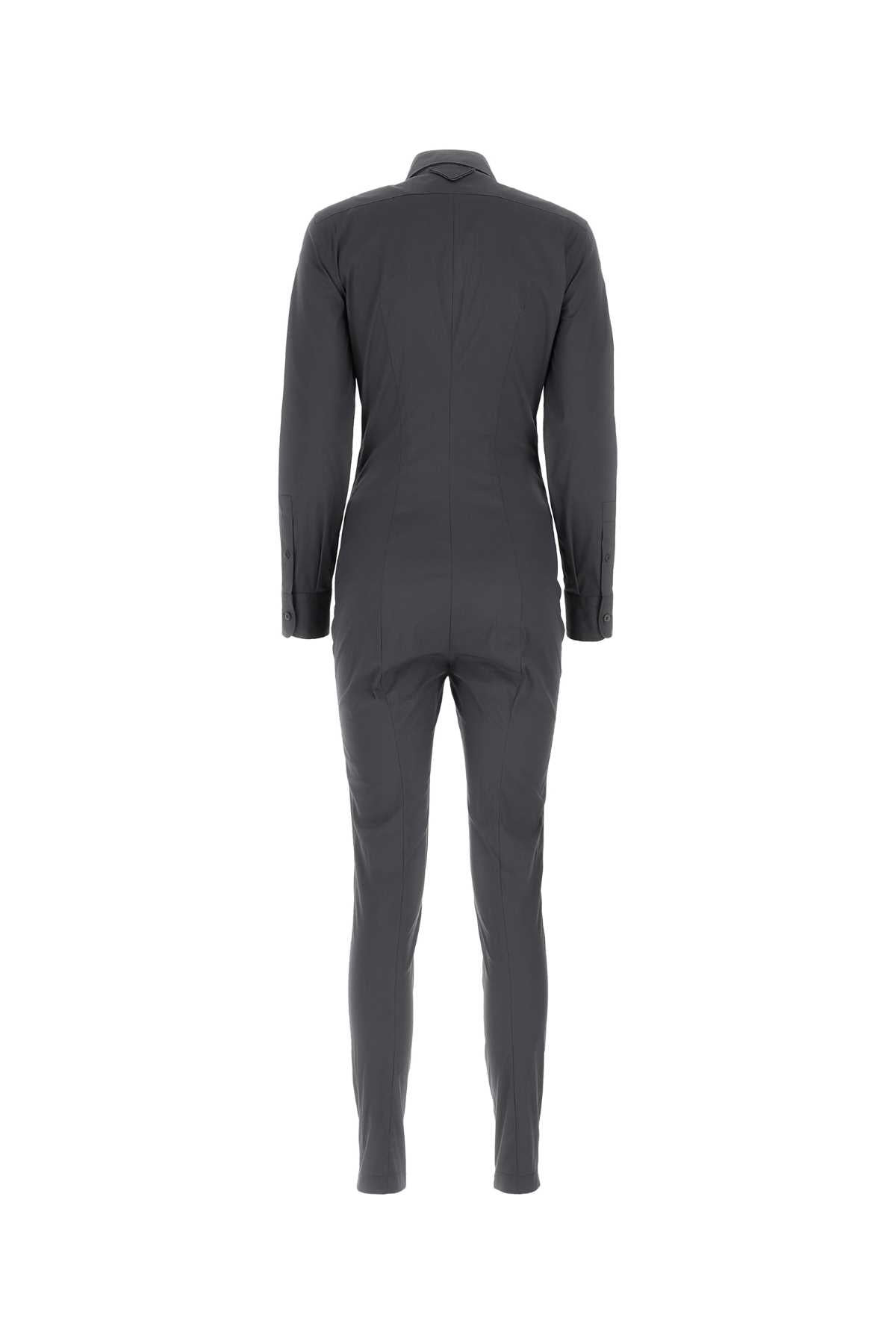 Prada Women Graphite Stretch Poplin Jumpsuit - 2