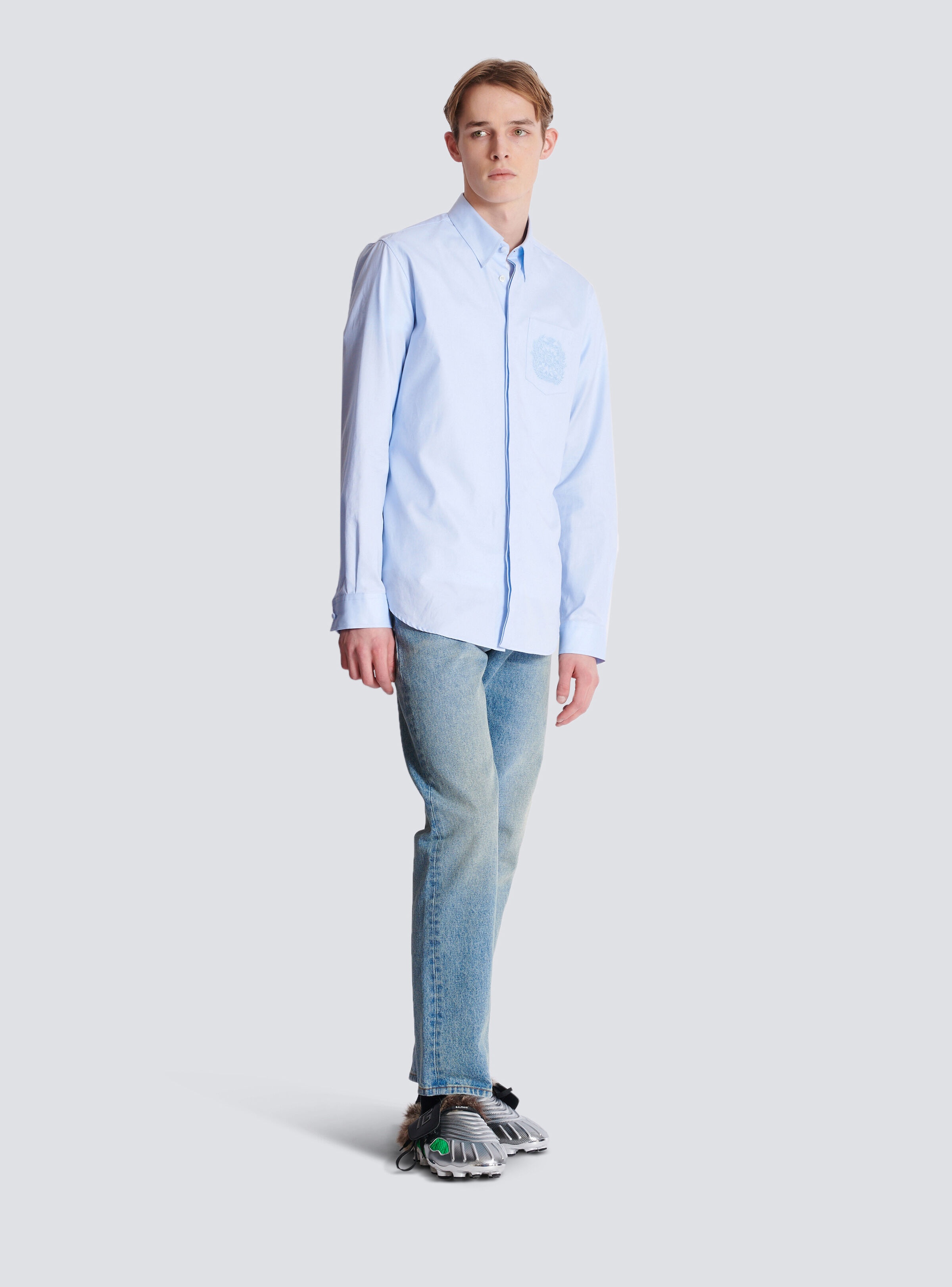 Balmain Écusson embroidered cotton shirt - 3