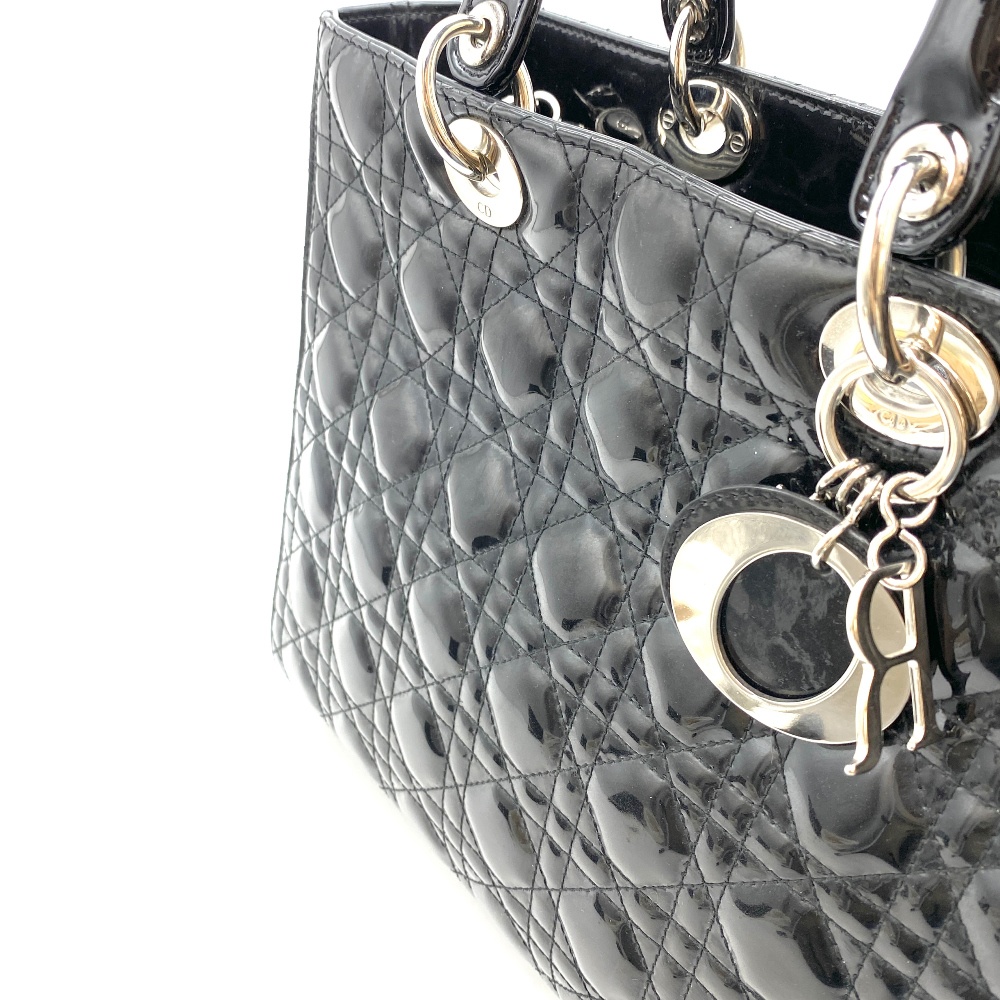 Christian - Christian Dior Black Patent Lady Bag Large - 10